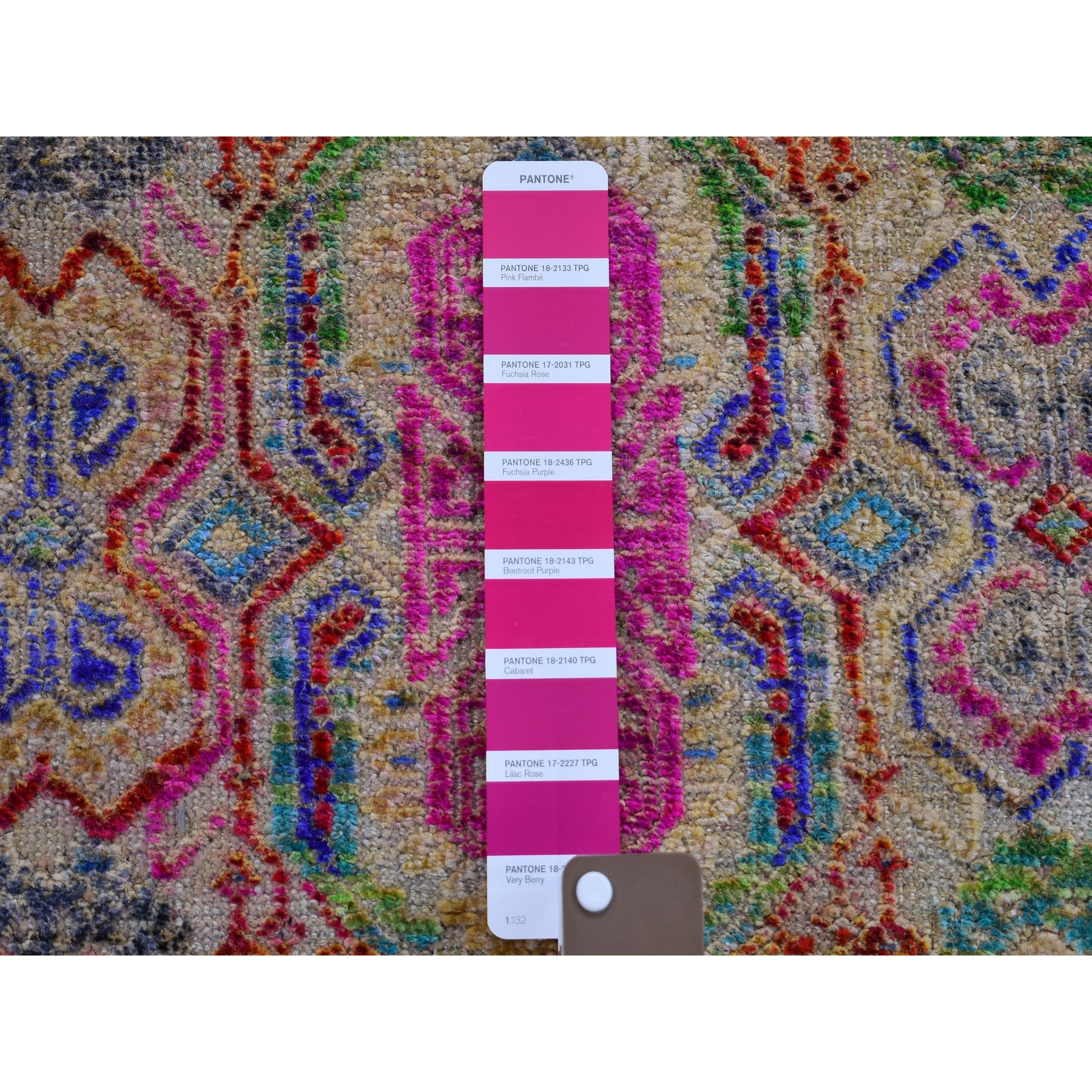 4-x5-10  Multicolor Jewellery Design Sari Silk With Textured Wool Hand Knotted Oriental Rug 