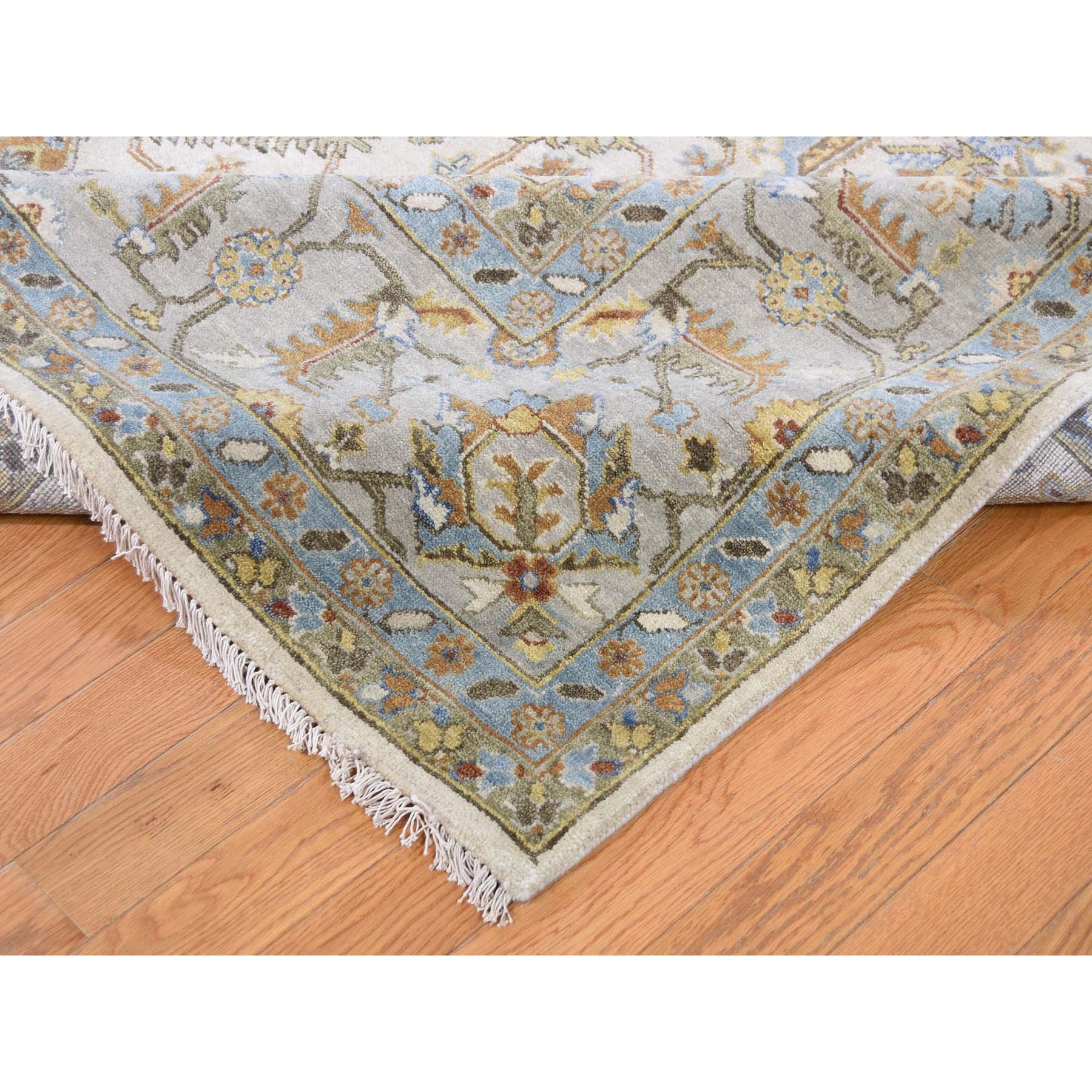 9-x12- Ivory Karajeh Design Pure Wool Hand Knotted Oriental Rug 