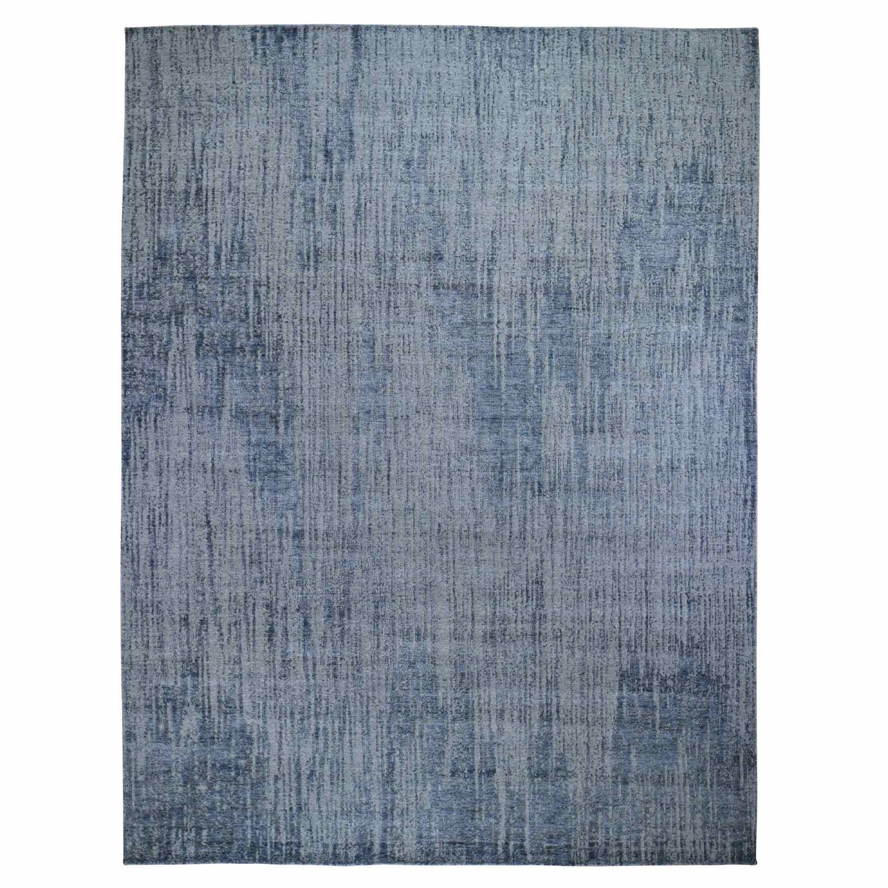 9'X11'9" Gray Fine Jacquard Hand Loomed Modern Wool And Art Silk Oriental Rug moad9dee