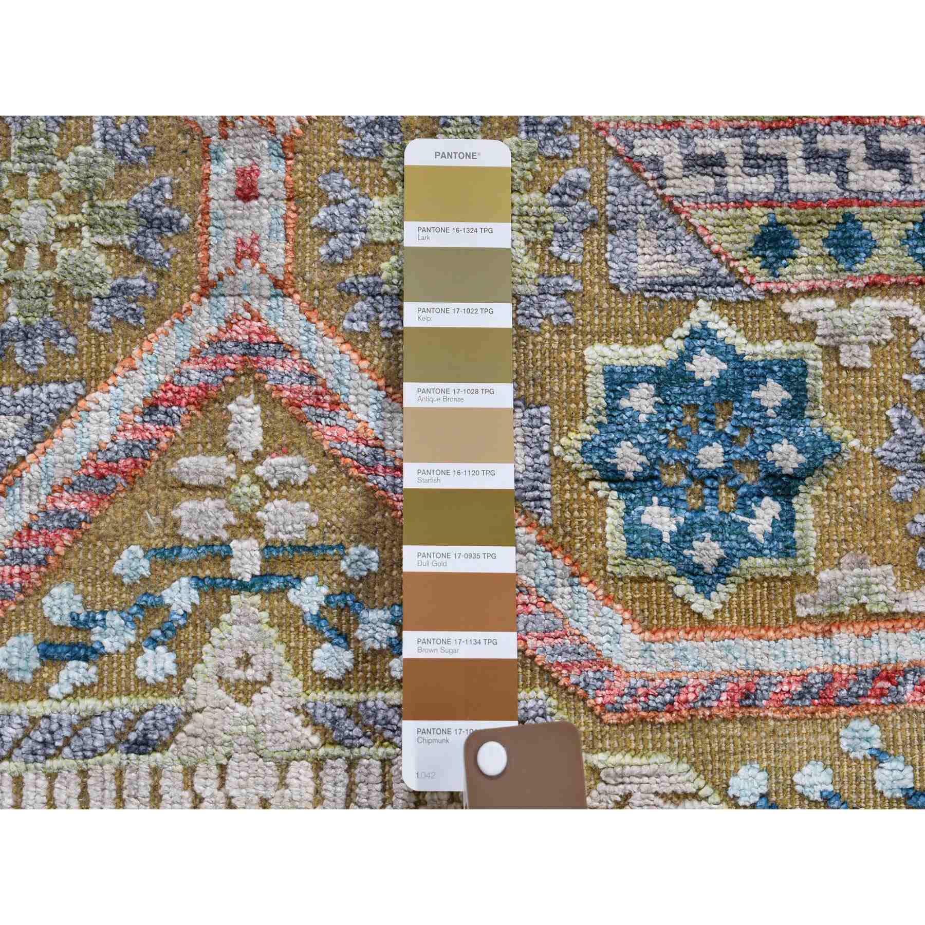3-x5- Blue Silk With Textured Wool Mamluk Design Hand knotted Oriental Rug 