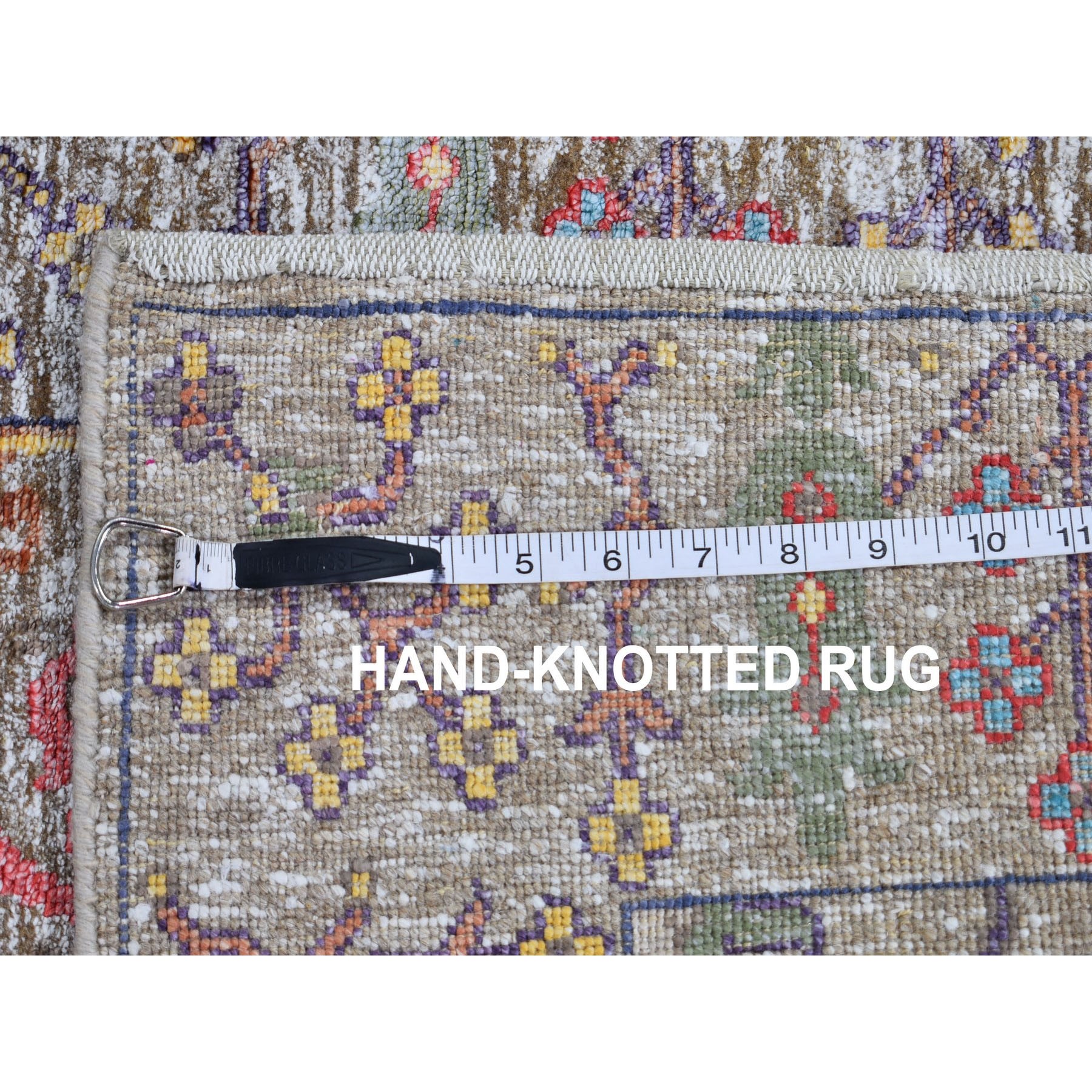 2-6 x10- Honey Brown Silk With Textured Wool Vaze Design Runner Hand Knotted Oriental Rug 