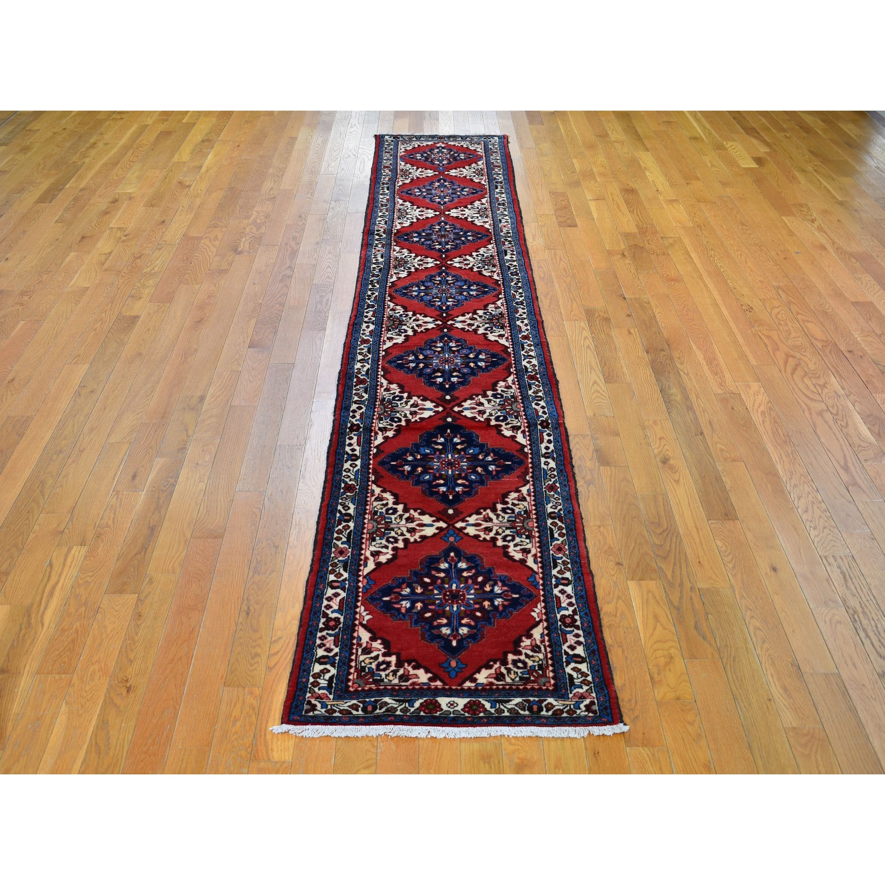 2-3 x13- Red New Persian Hamadan Pure Wool Hand Knotted Runner Oriental Rug 