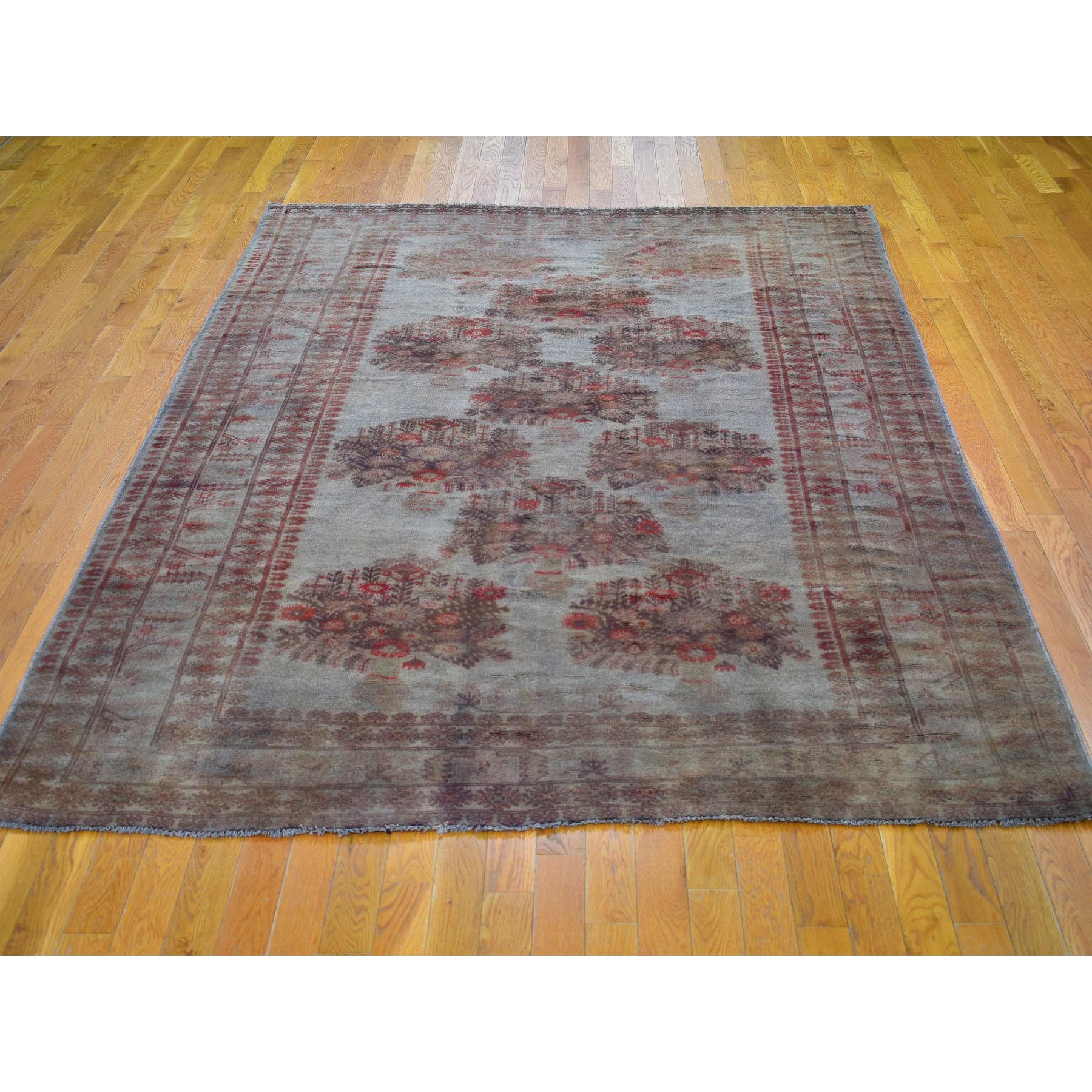 6-9 x9- Washed Out Afghan Baluch With pop Of Color Pure Wool Hand Knotted Oriental Rug 