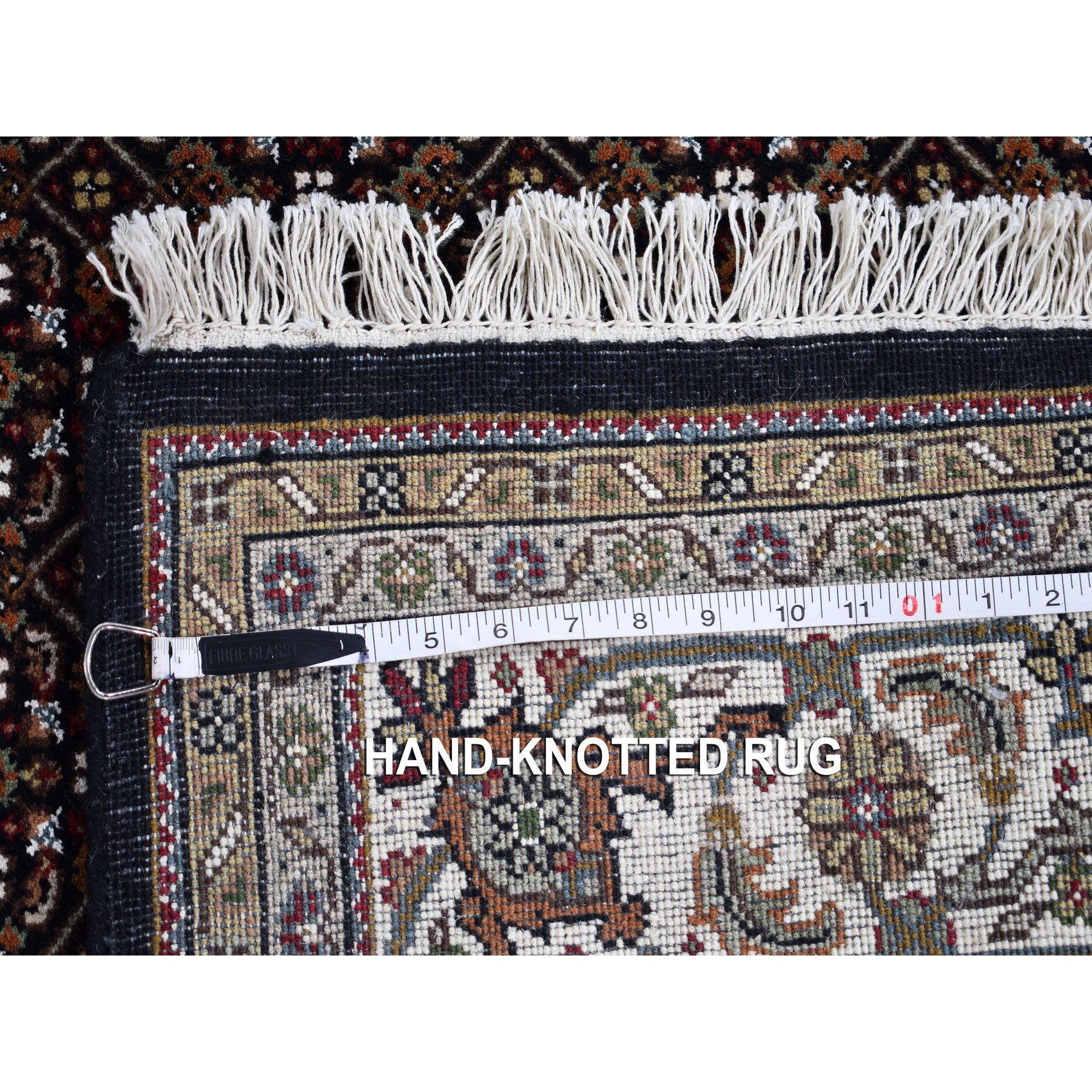 5-10 x9- Black Tabriz Mahi Wool And Silk Hand Knotted Oriental Rug 