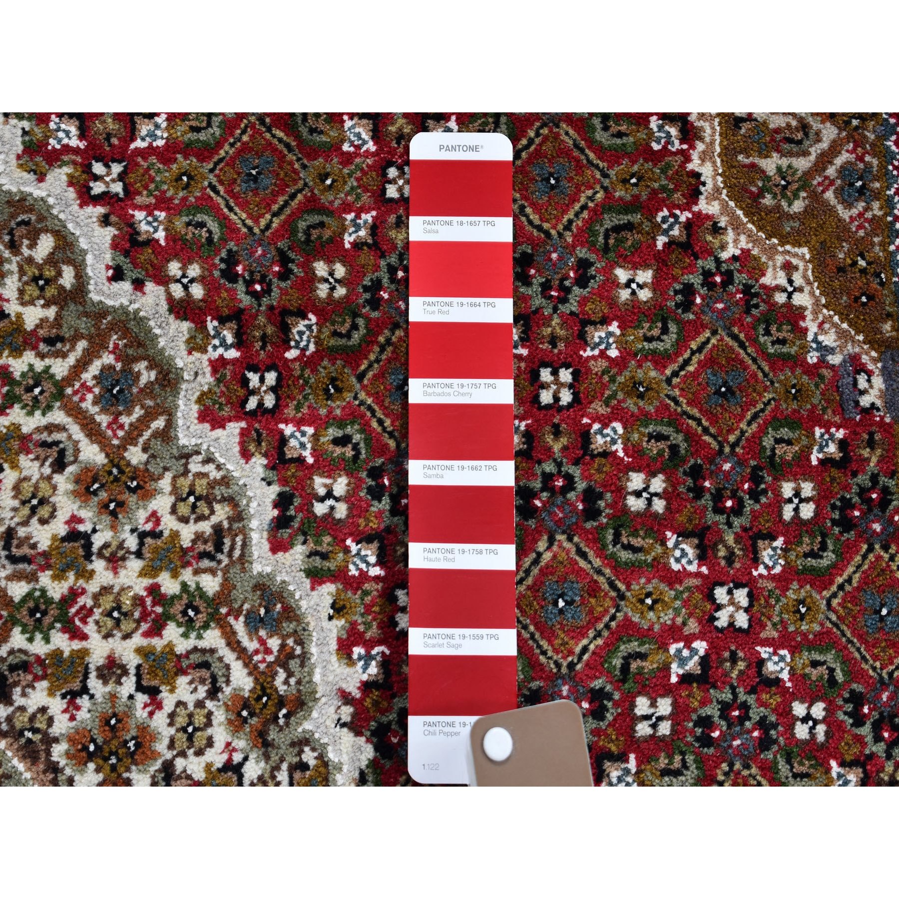 4-8 x6-8  Red Tabriz Mahi Wool and Silk Hand Knotted Oriental Rug 