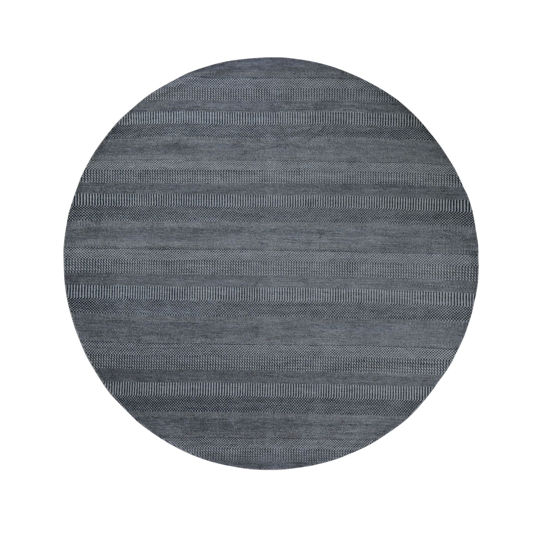 8-x8- Round Gray Grass Design Wool And Silk Hand Knotted Oriental Rug 