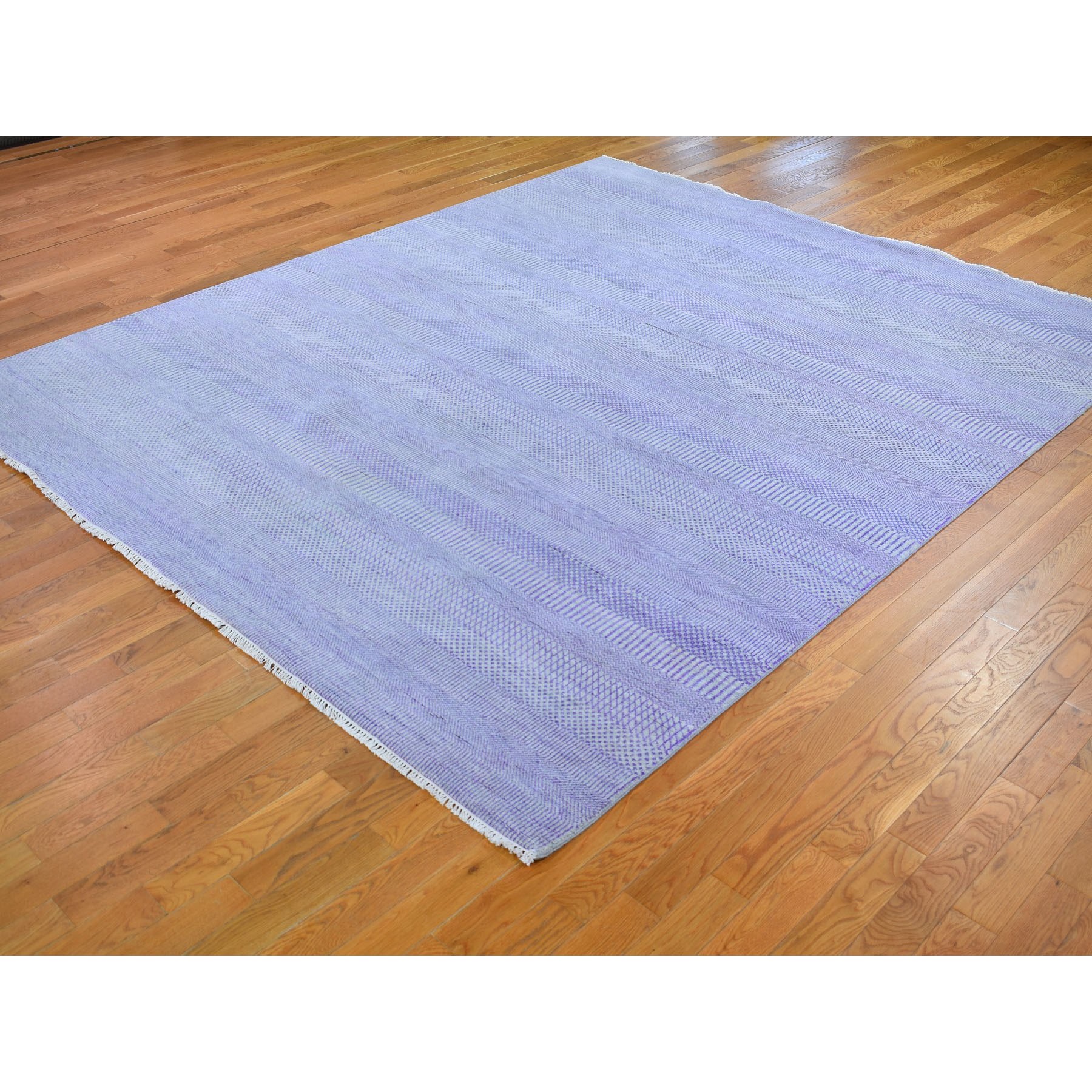 8-2 x9-10  Purple Grass Design Wool And Silk Hand Knotted Oriental Rug 