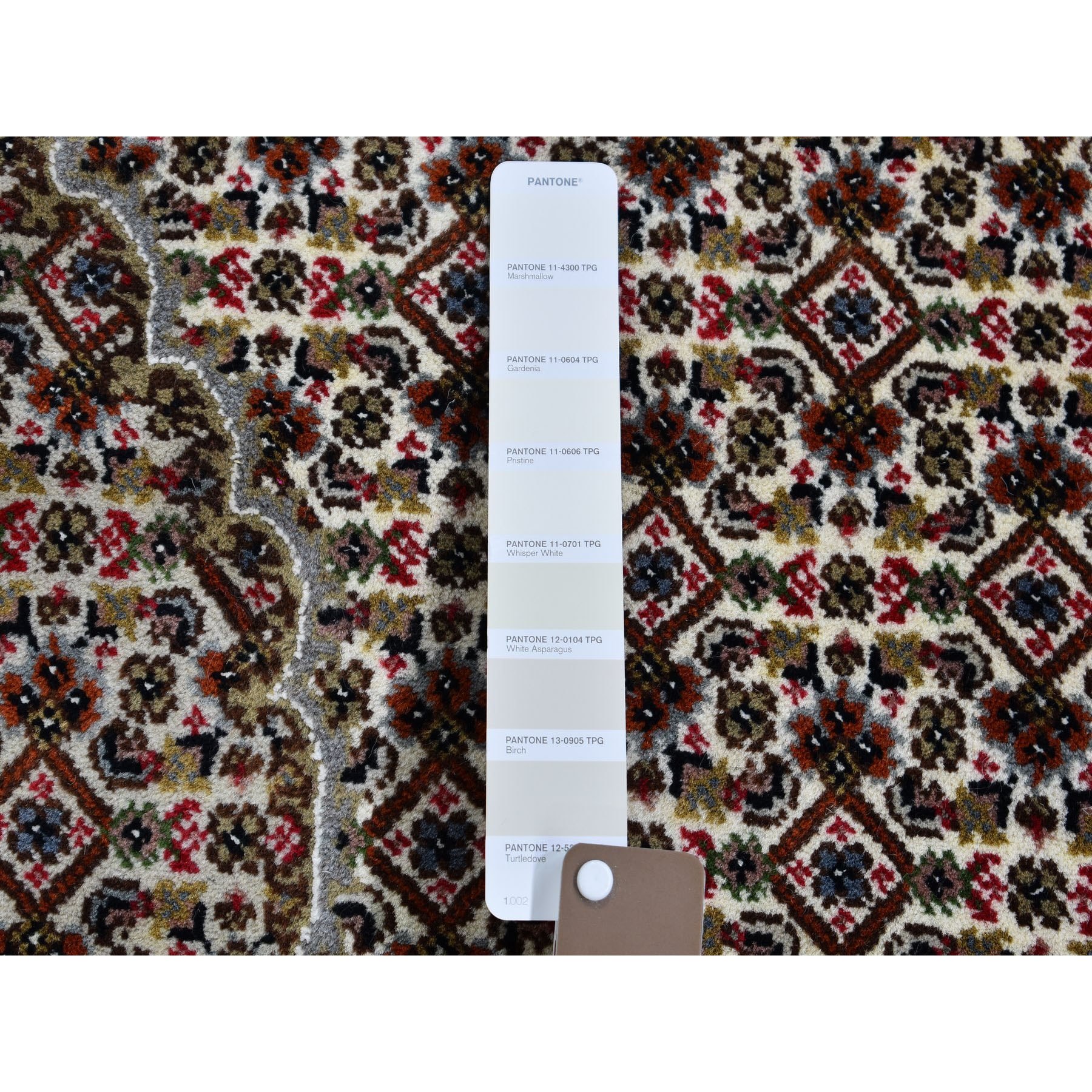 6-5 x6-5  Ivory Round Wool And Silk Tabriz Mahi Design Hand Knotted Oriental Rug 
