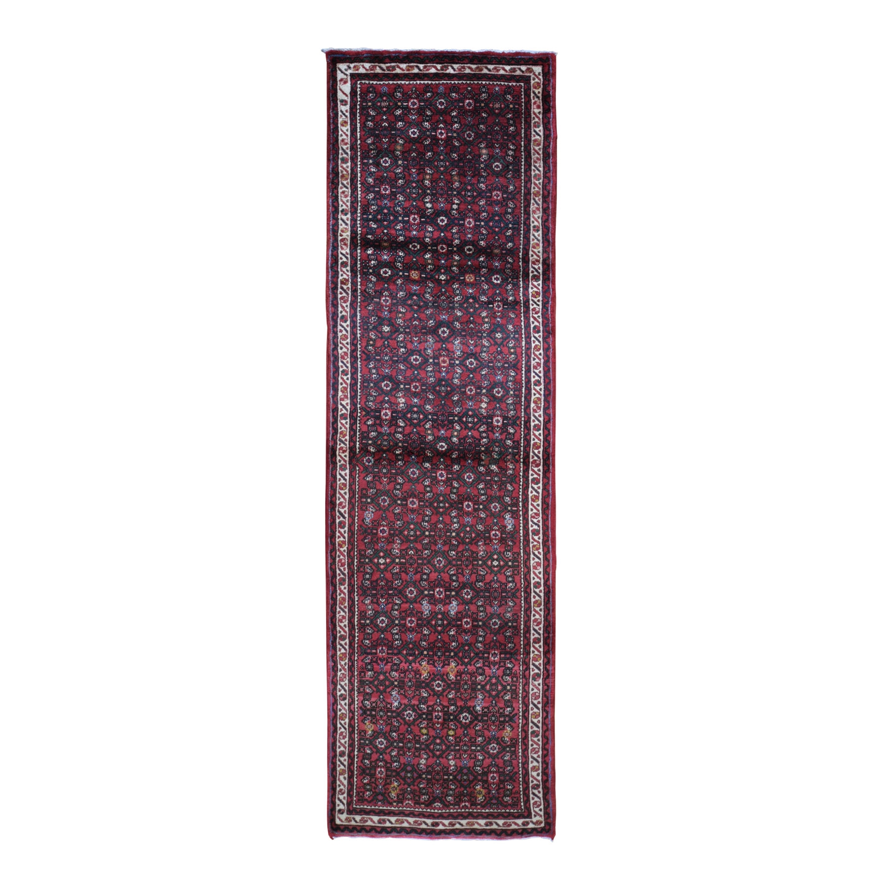 2'8"X9'4" Red New Persian Hamadan Fish Herat Design Hand Knotted Oriental Rug moad9ea7