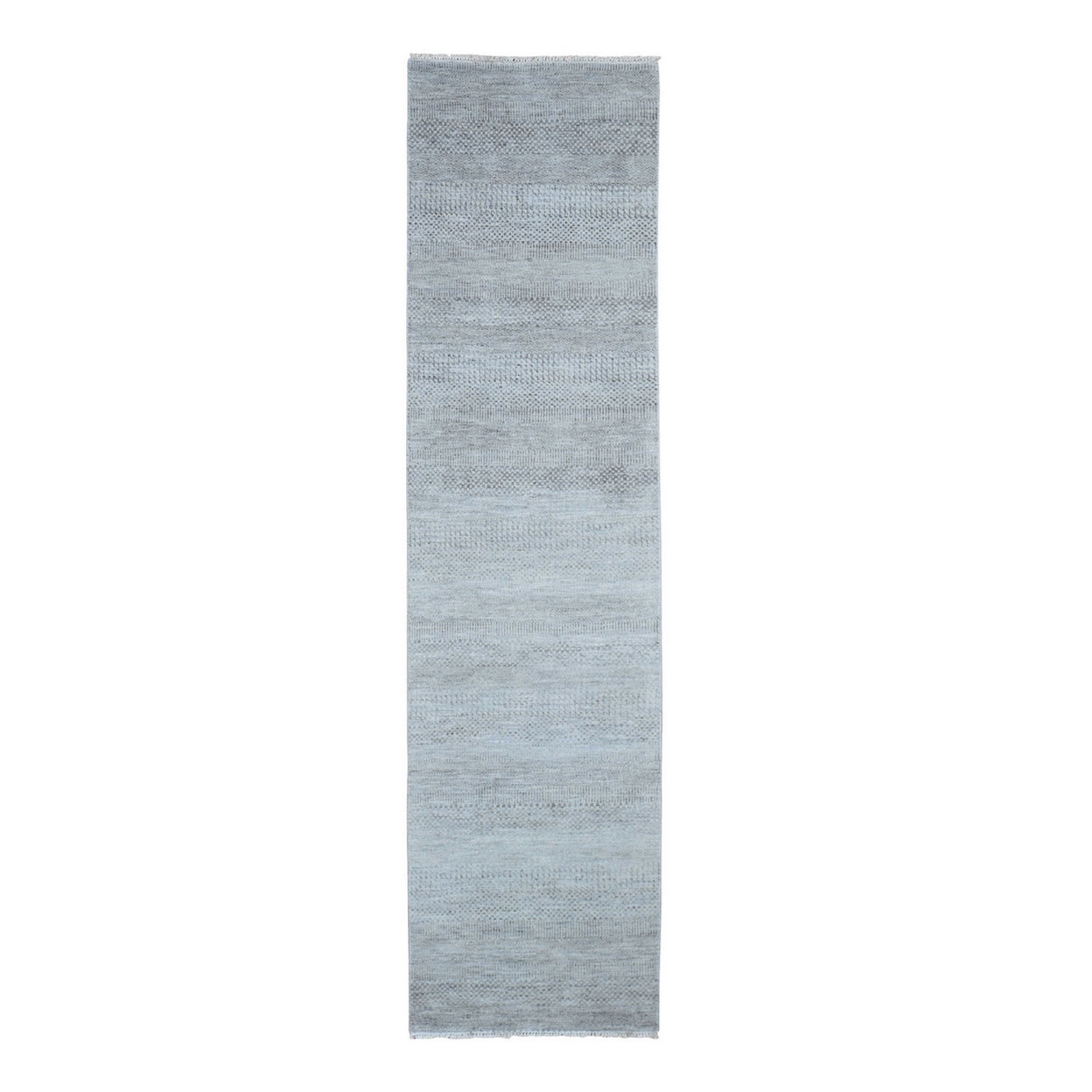 2-6 x9-10  Gray Grass Design Wool And Silk Hand Knotted Runner Oriental Rug 