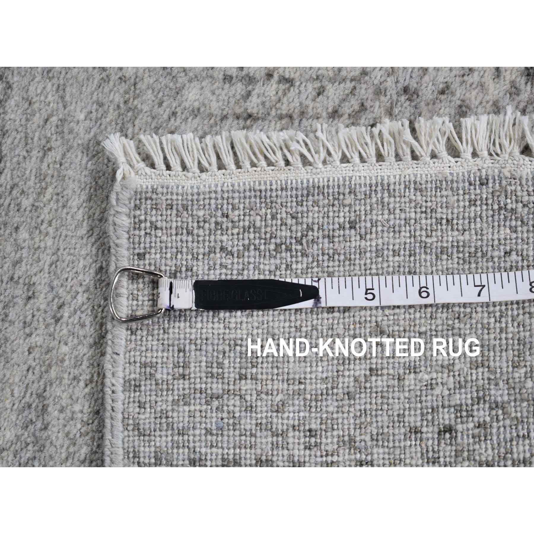 2-6 x9-10  Gray Grass Design Wool And Silk Hand Knotted Runner Oriental Rug 