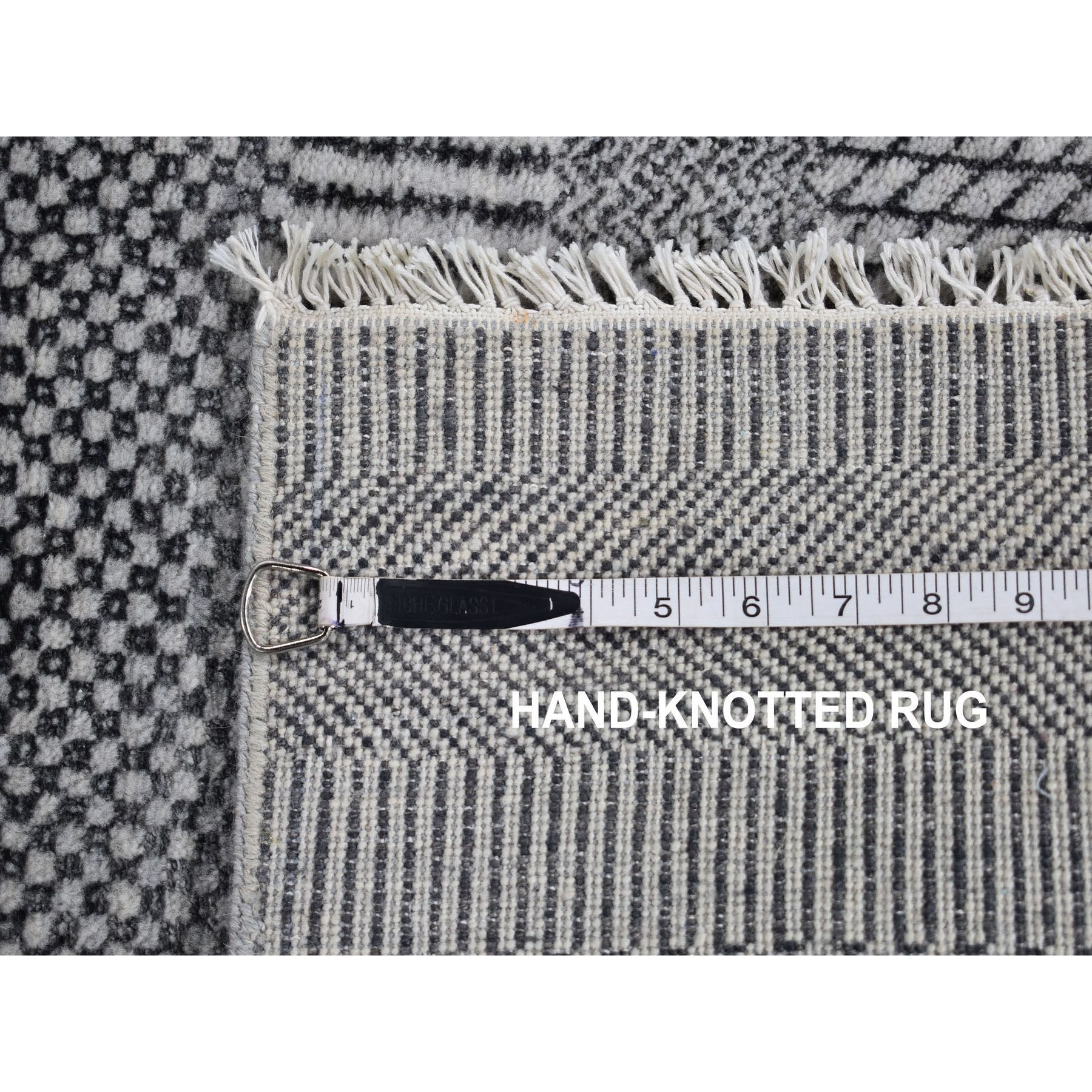 2-6 x9-8  Gray Grass Design Wool And Silk Hand Knotted Runner Oriental Rug 