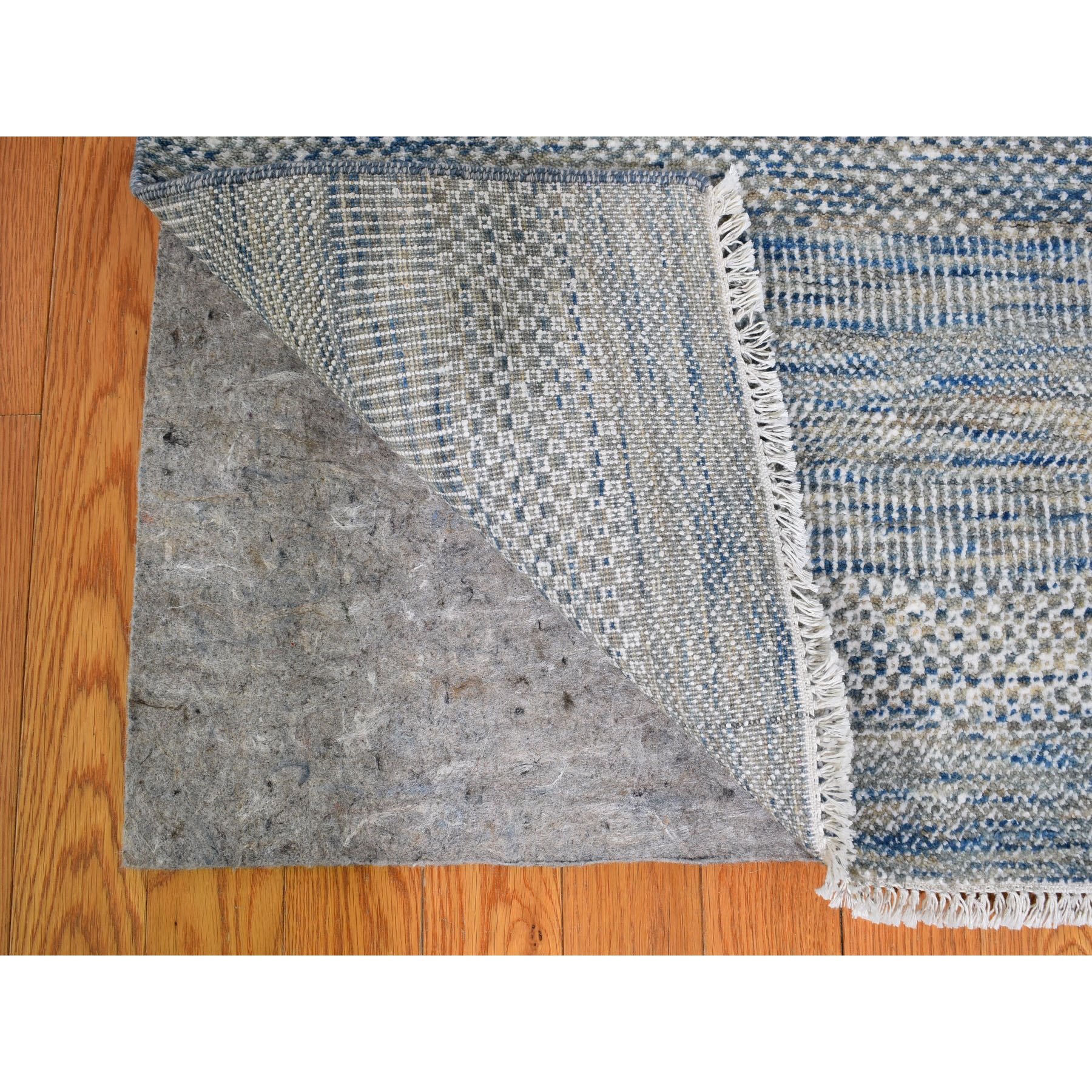 9-1 x12- Blue Grass Design Wool And Silk Hand Knotted Oriental Rug 