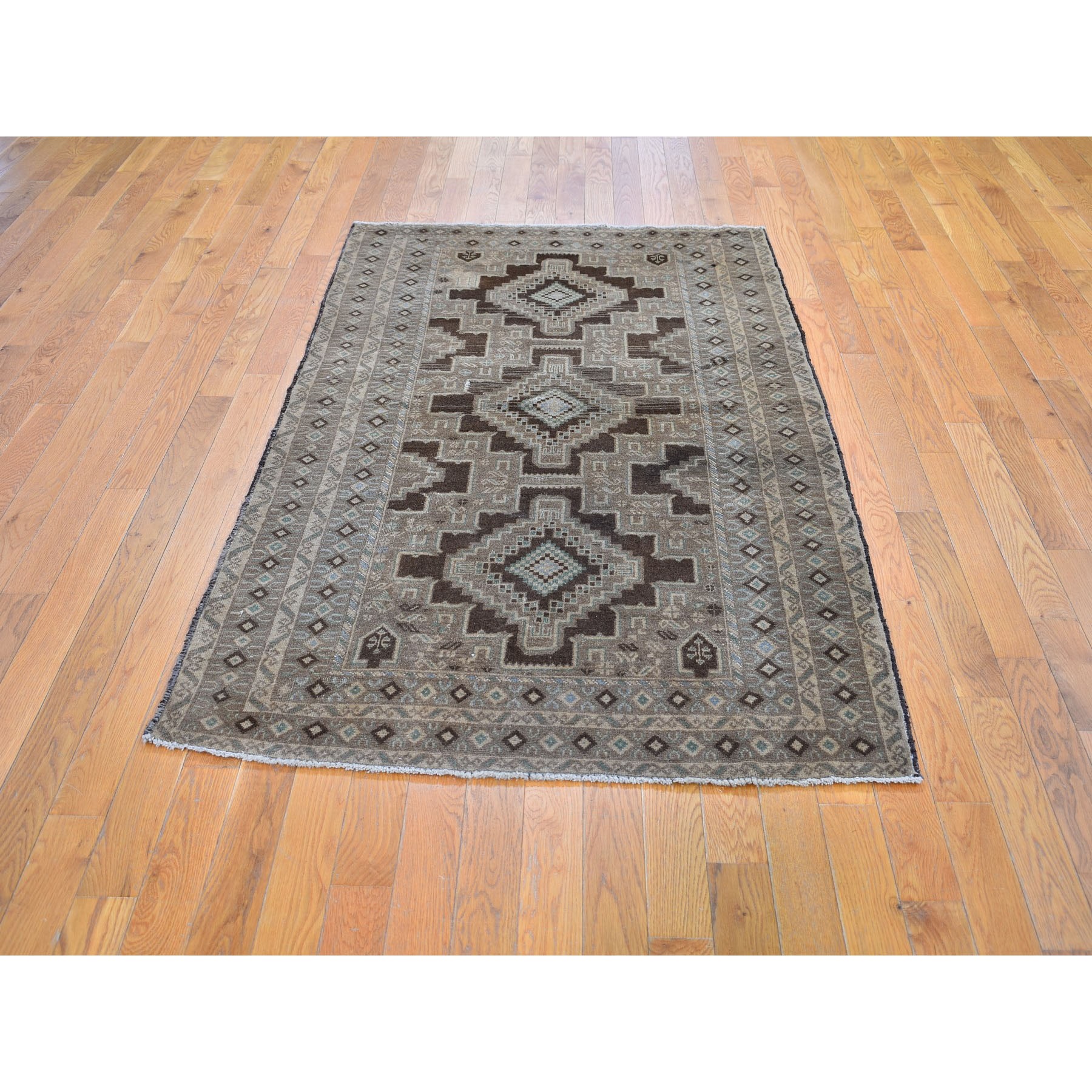 3-9 x6-7  Washed Out With Natural Colors Baluch Tribal Design Hand Knotted Oriental Rug 