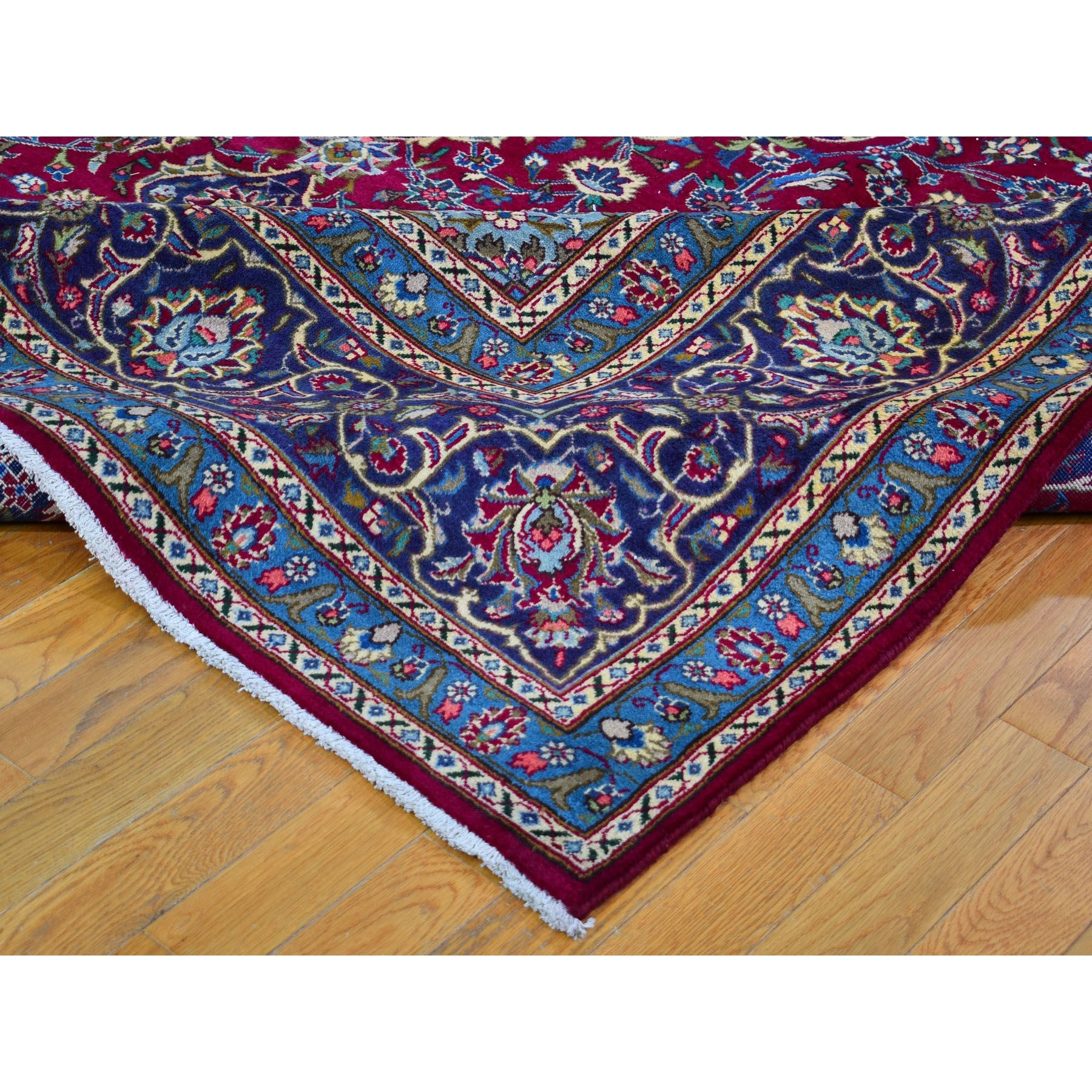 9-9 x12-8  Red Vintage Persian Mashad Clean Full Pile Hand Knotted Oriental Rug 