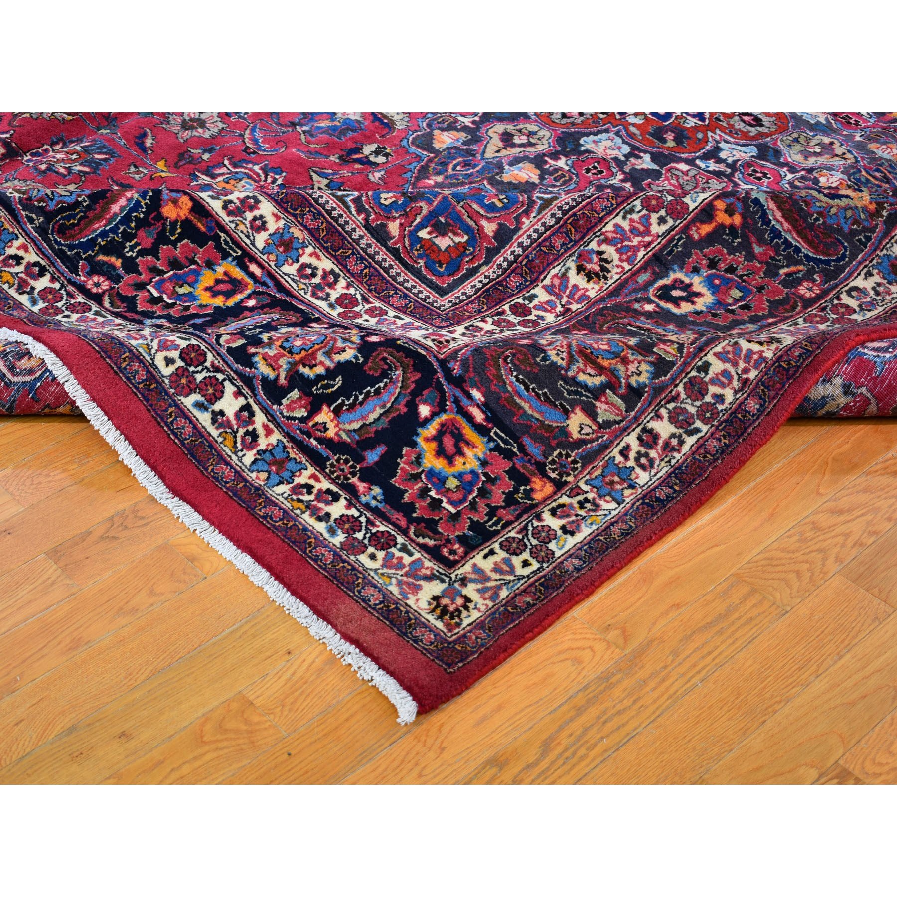 10-x13- Red Vintage Persian Mashad Clean Exc Cond Hand Knotted Oriental Rug 