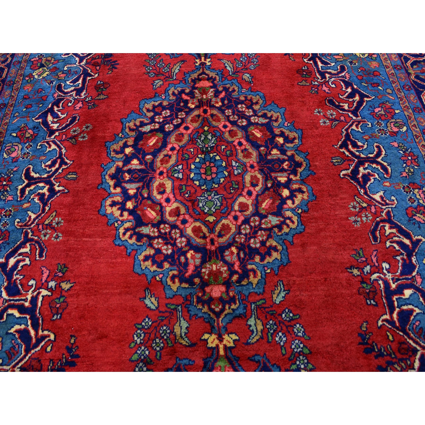 8-6 x12- Red Vintage Persian Viss Full Pile Pure Wool Hand Knotted Oriental Rug 