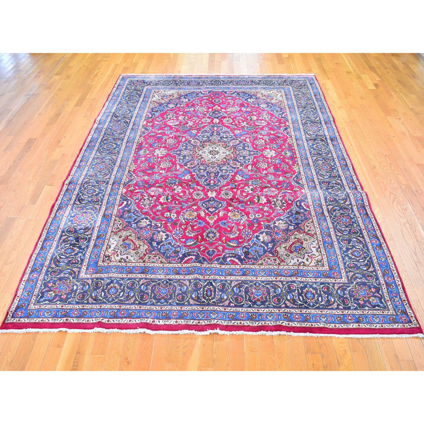8-x11-7  Red Vintage Persian Mashad Clean Exc Cond Hand Knotted Oriental Rug 