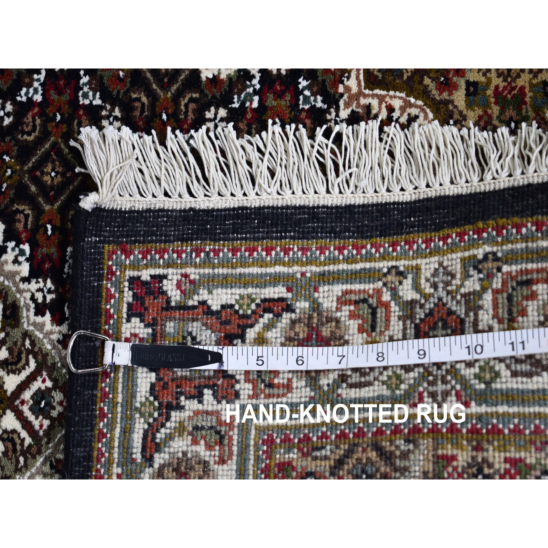 4-7 x6-9  Black Tabriz Mahi Wool And Silk Hand Knotted Oriental Rug 