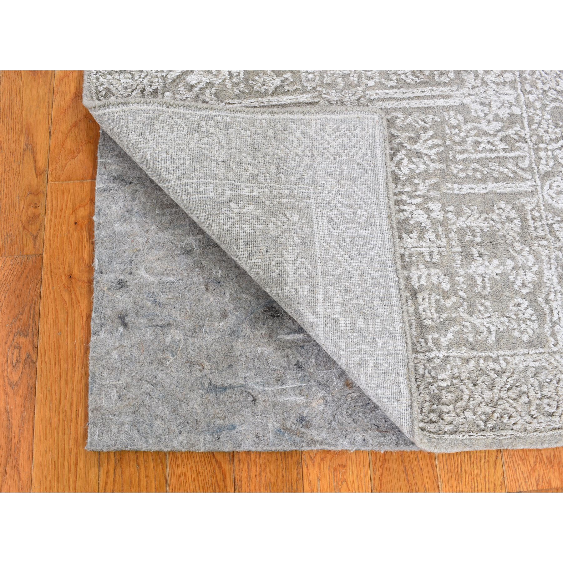 2-5 x6-1   Gray Fine jacquard Hand Loomed Modern Wool And Art Silk Runner Oriental Rug 