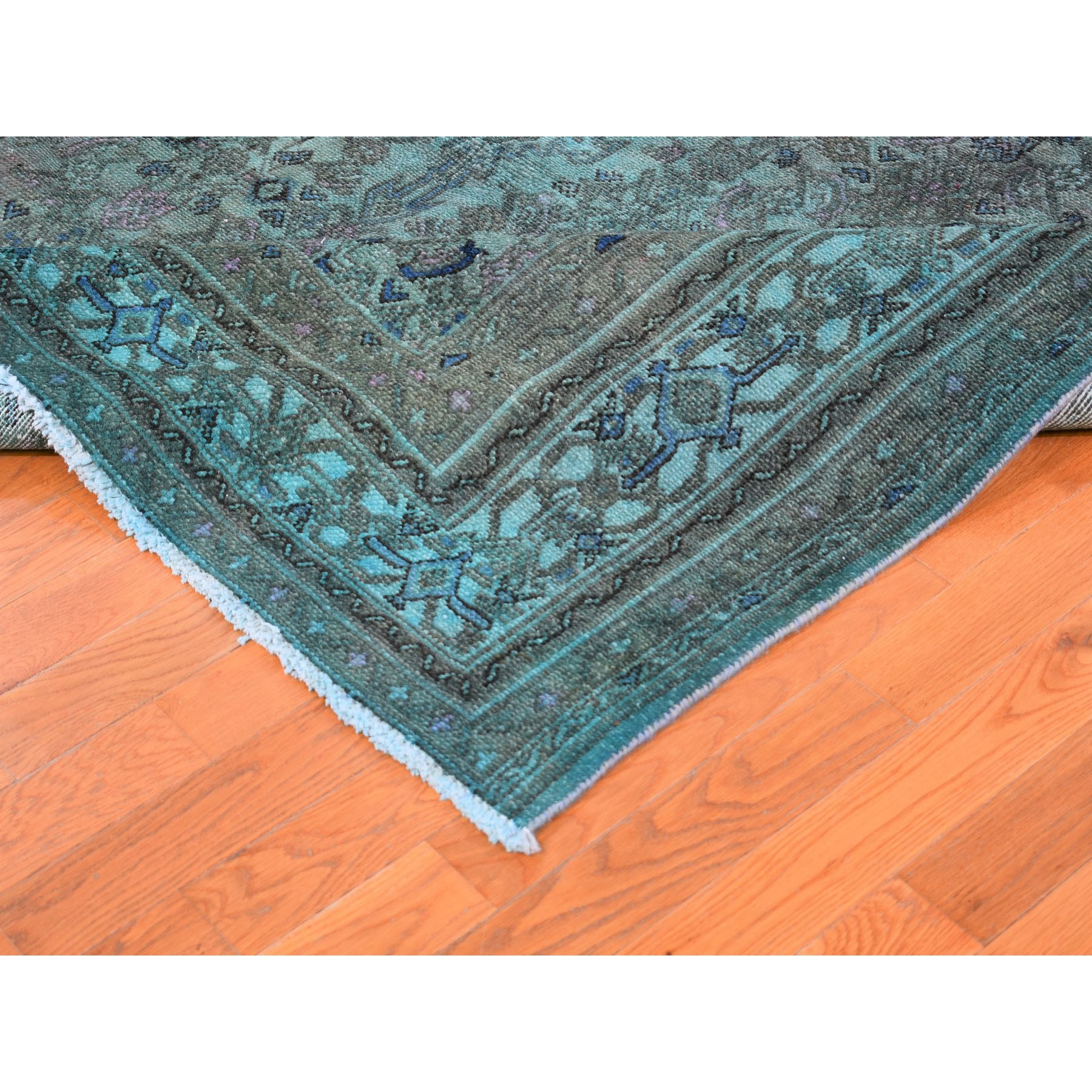 6-10 x9-9   Green Overdyed Bibikabad Hand Knotted Pure Wool Oriental Rug 
