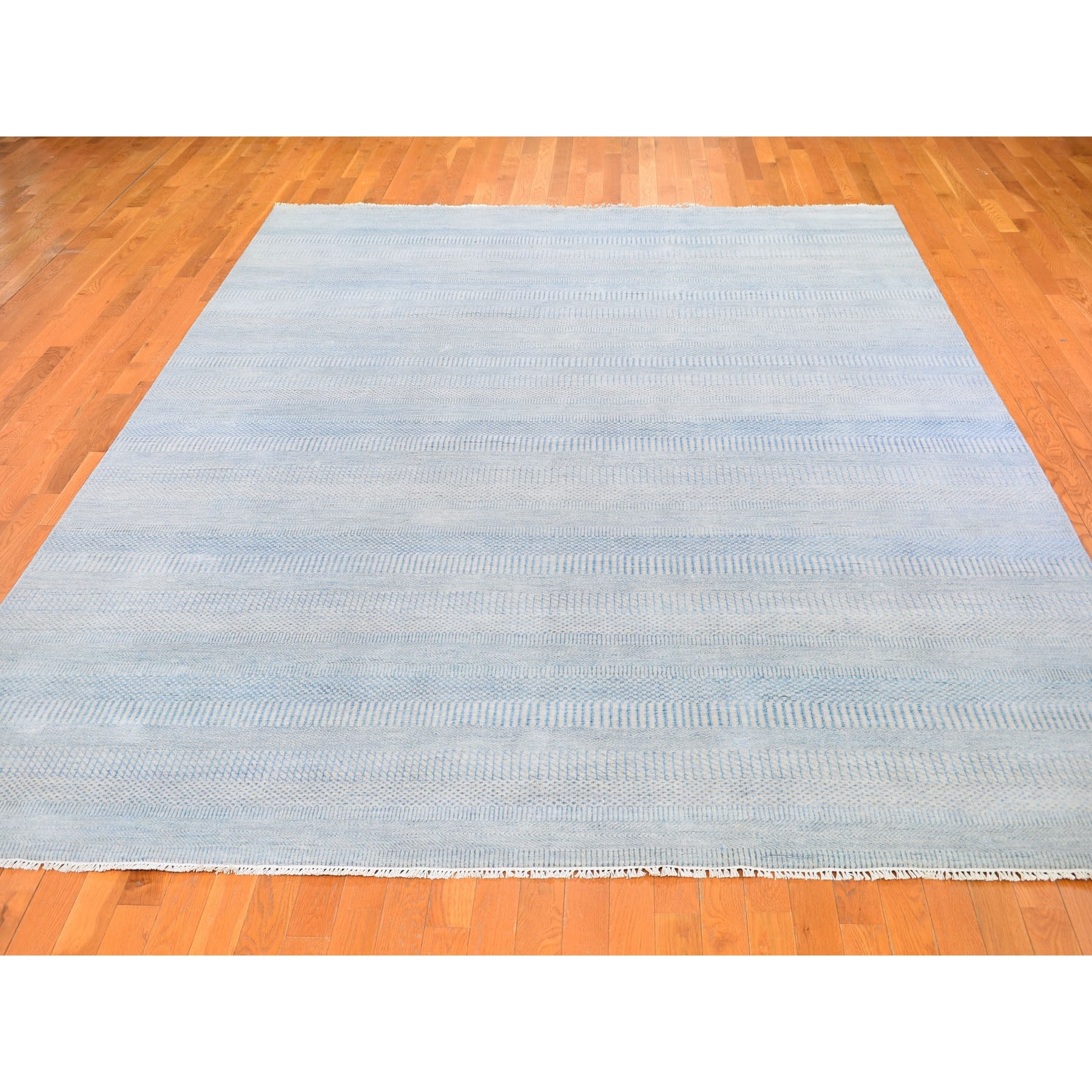 9-x12-1  Gray Grass Design Wool And Silk Hand Knotted Oriental Rug 
