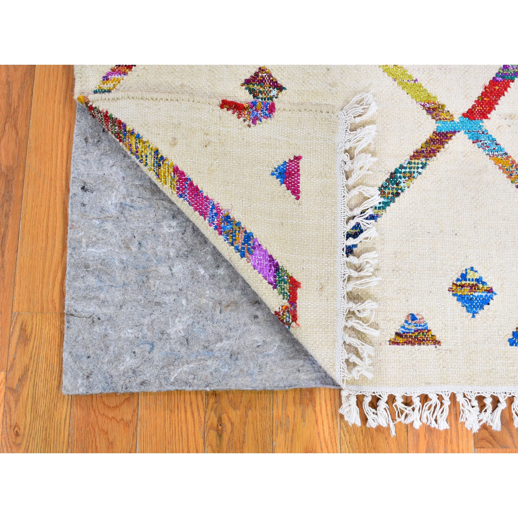 2-7 x9-10  Cotton And Sari Silk Durie Kilim Hand Woven Runner Oriental Rug 