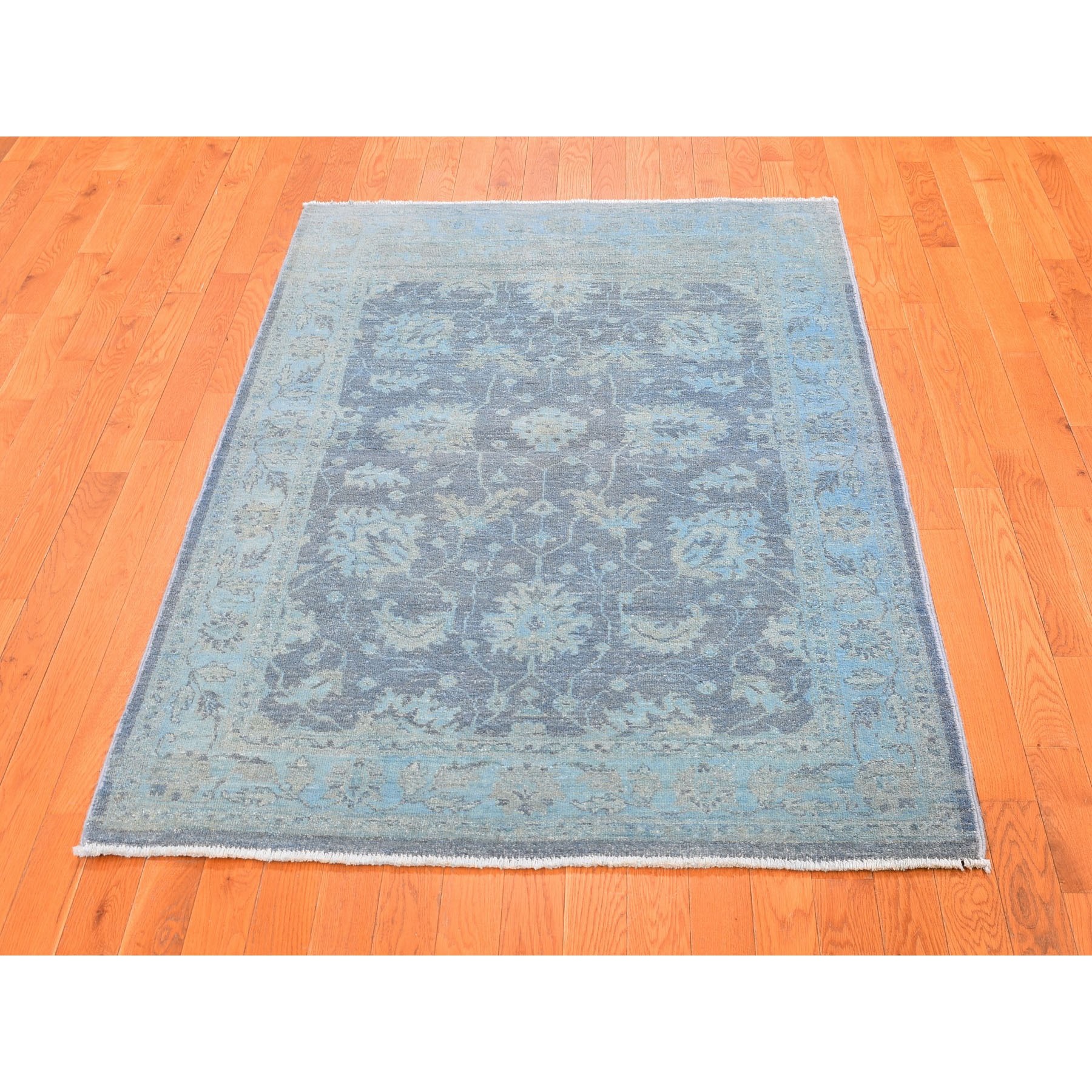4-1 x6-3  Blue Overdyed Peshawar Pure Wool Hand Knotted Oriental Rug 