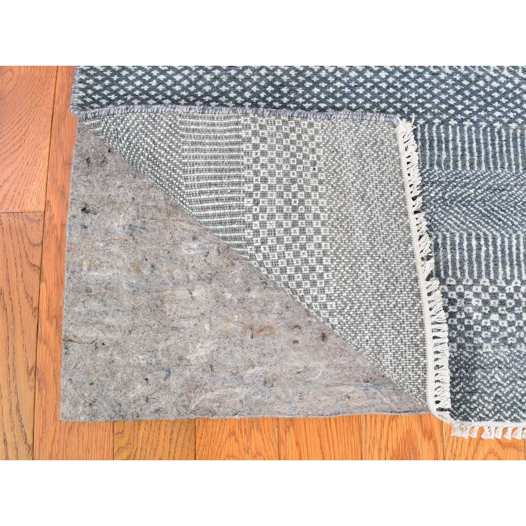 9-x12-2  Gray Grass Design Wool And Silk Hand Knotted Oriental Rug 