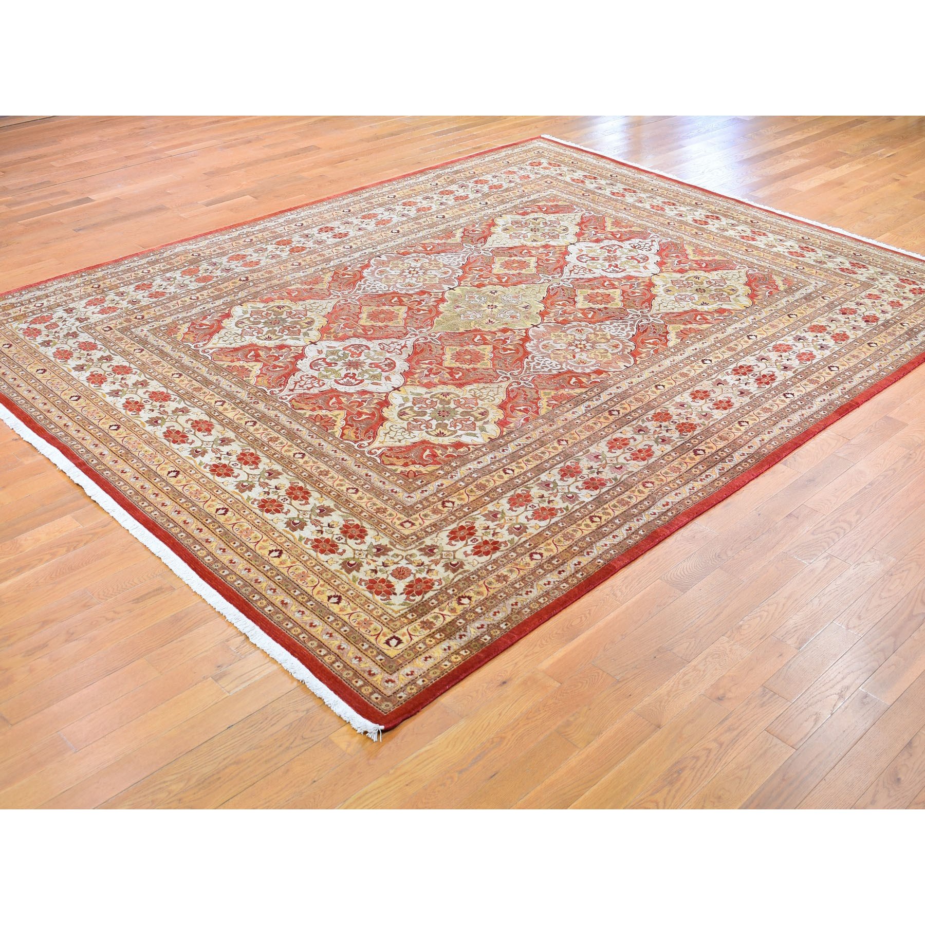 9-2 x11-10  Red New Pak Persian 300 KPSI Vegetable Dyes Hand Knotted Pure Wool Oriental Rug 