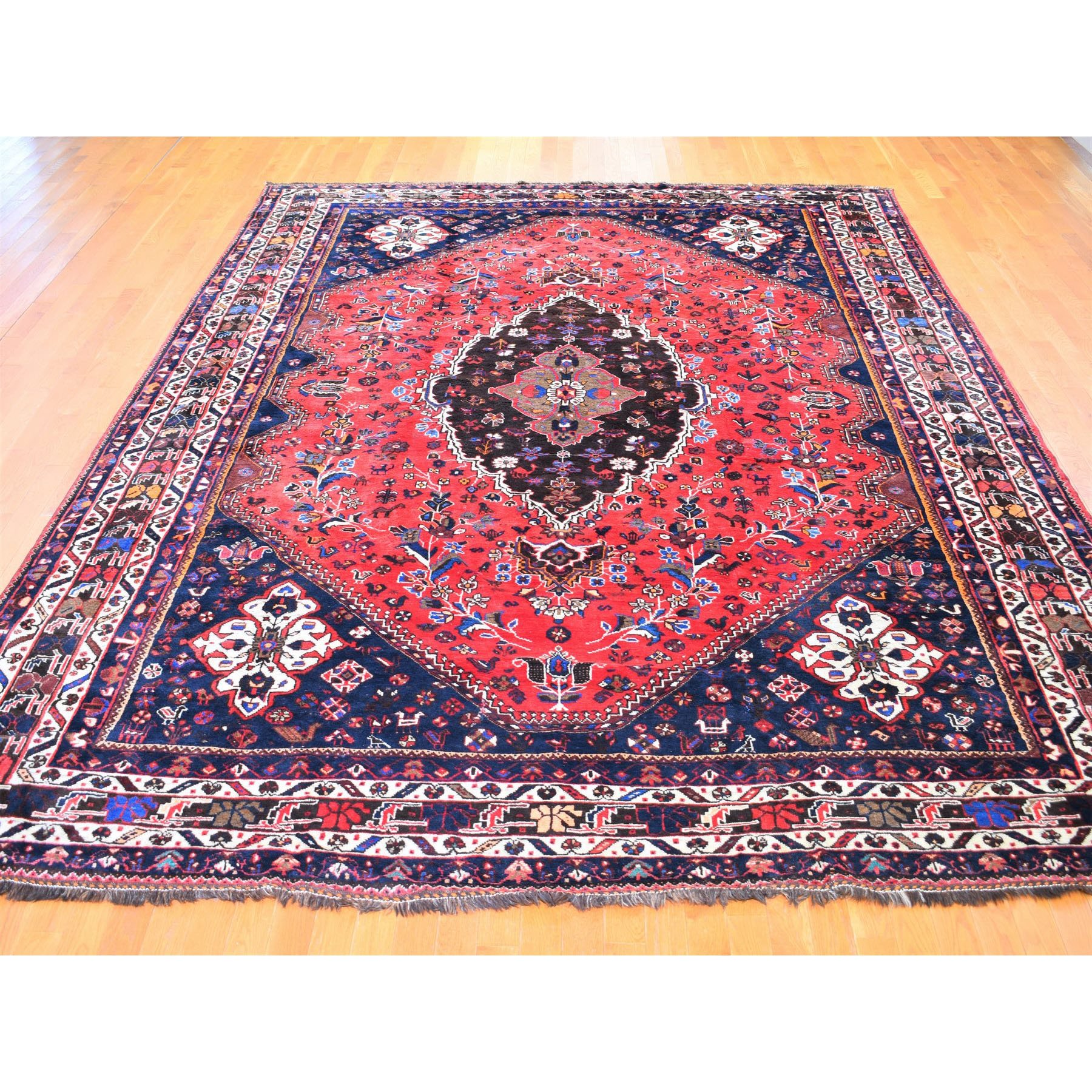 10-2 x13-6   Red Vintage Persian Mishkin Pure Wool Hand Knotted Oriental Rug 