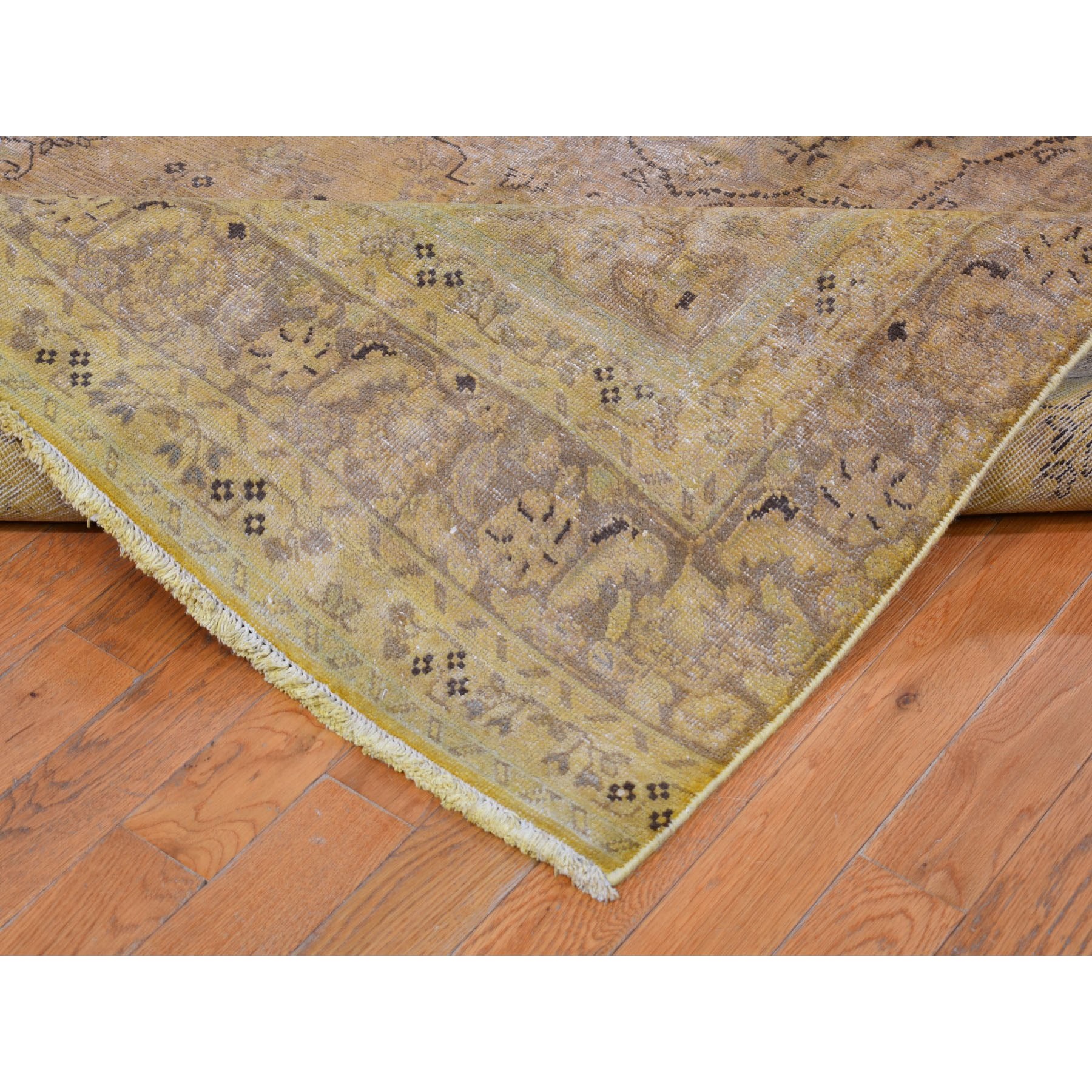 5-5 x9-3  Yellow Overdyed Persian Tabriz Pure Wool Hand Knotted Oriental Rug 