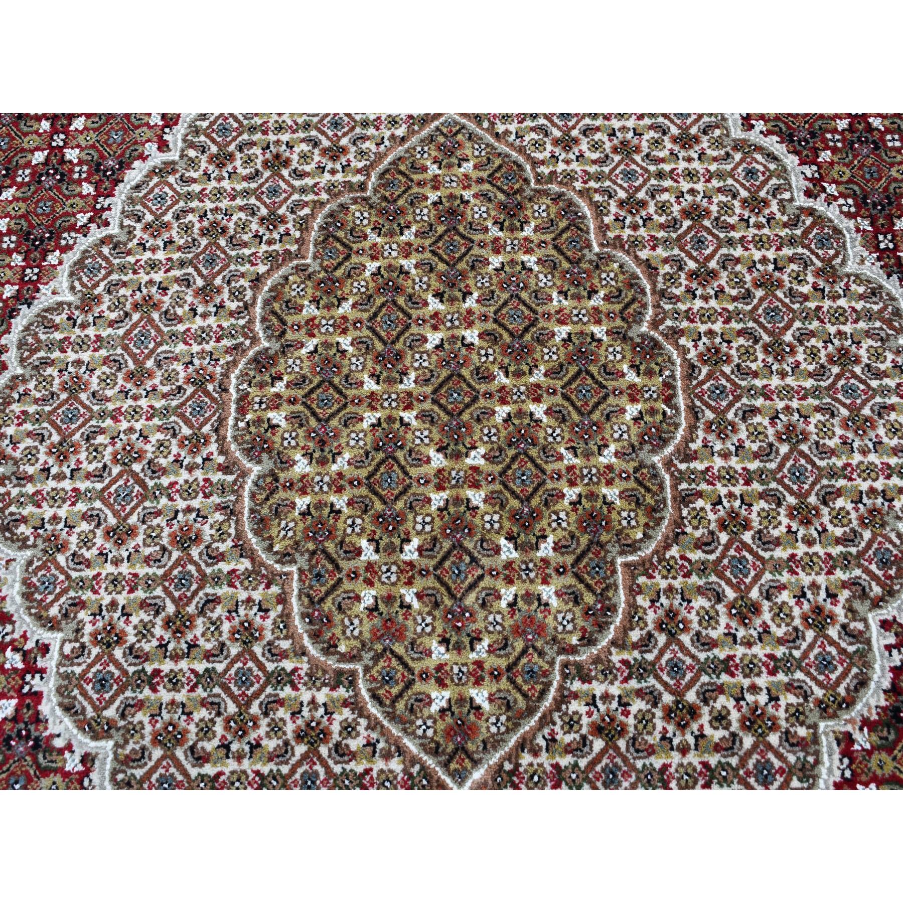 10-x14-2  Red Tabriz Mahi Fish Design Wool and Silk Hand Knotted Oriental Rug 