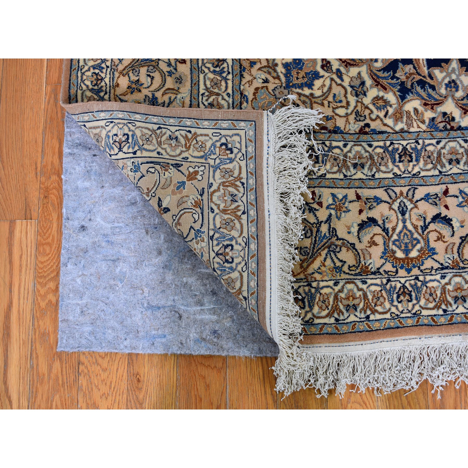 5-9 x9-1  Unused Navy Blue Vintage Persian Nain Wool And Silk Hand Knotted Oriental Rug 