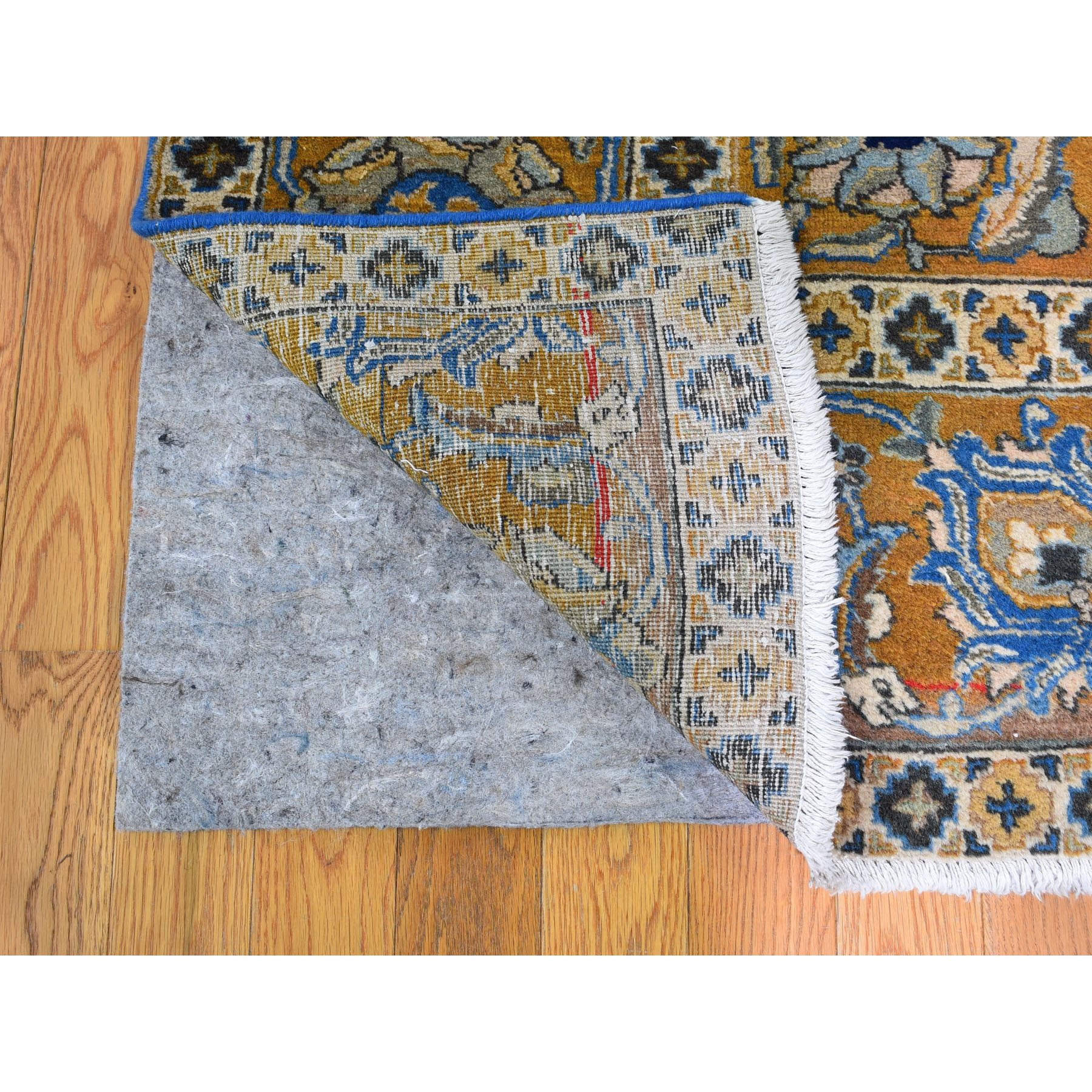 9-3 x12-8  Navy And Gold Antique Persian Tabriz Pure Wool Hand Knotted Oriental Rug 