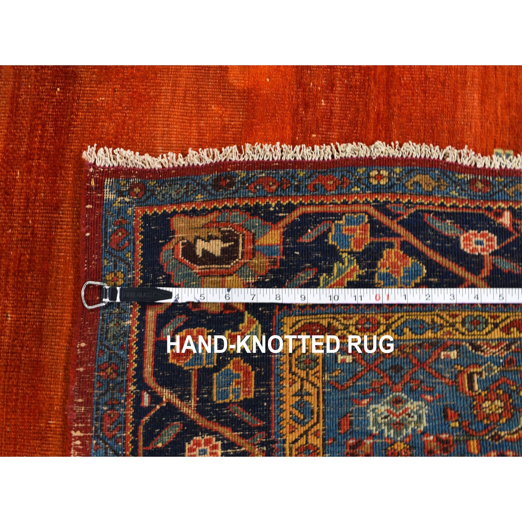 8-7 x10-7  Orange Antique And Worn Persian Afshar Open Filed With Medallion Hand Knotted Oriental Rug 
