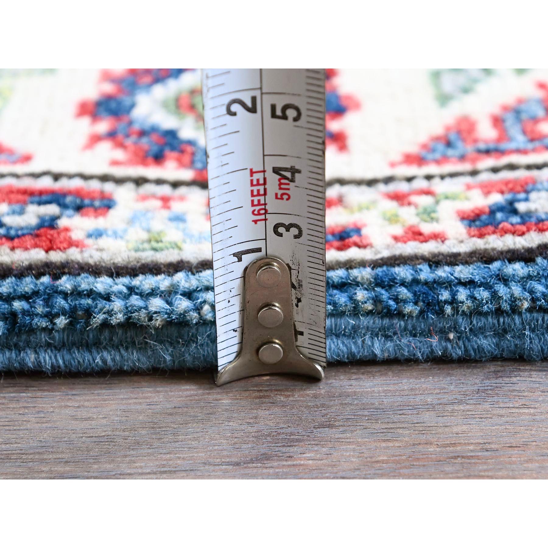 2'1"x5'10" Imperial Blue, Kazak with Tribal Medallions Design, Hand Knotted, Soft and Velvety Wool, Denser Weave, Vegetable Dyes, Narrow Runner, Oriental Rug Sh501