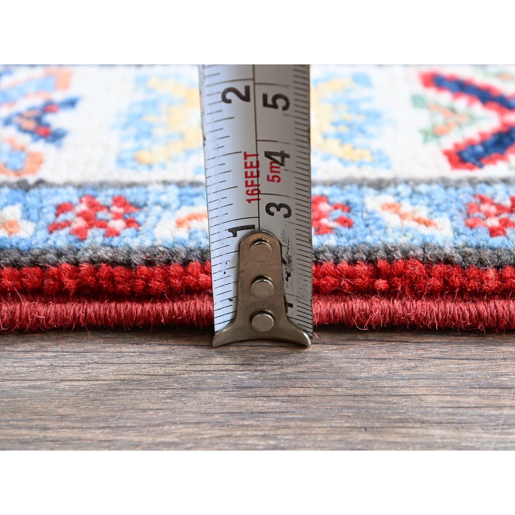 2'x5'9" Imperial Red, Kazak with Geometric Medallions Design, Hand Knotted, Soft and Shiny Wool, Denser Weave, Vegetable Dyes, Narrow Runner, Oriental Rug Sh506