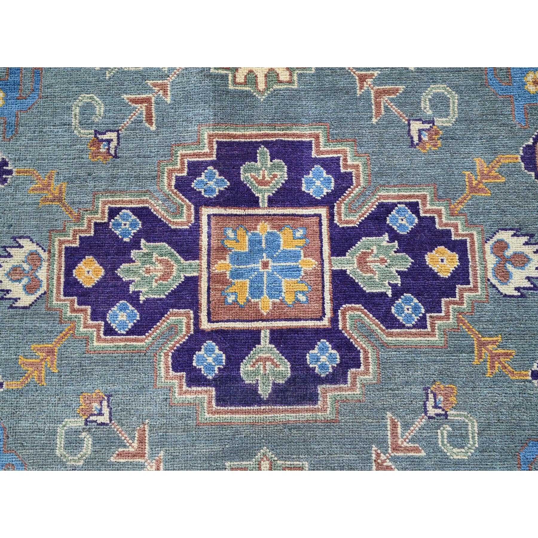 8'x10' Misty Gray, Kazak with Tribal Medallions Design, Hand Knotted, Denser Weave, Soft and Vibrant Wool, Vegetable Dyes, Oriental Rug Sh521