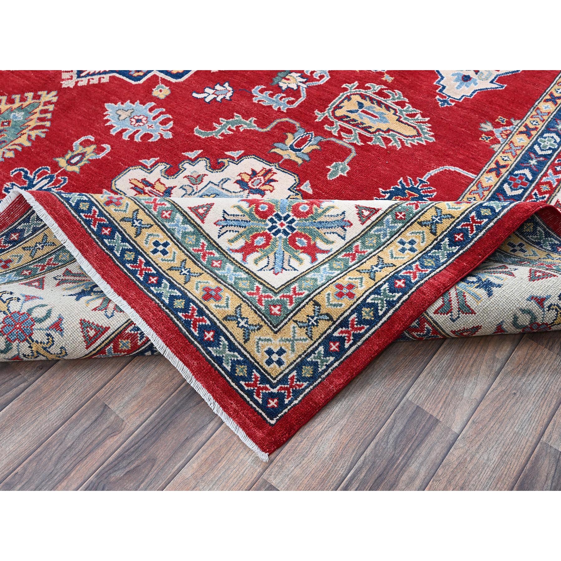 9'9"x14' Berry Red, Kazak with Tribal Medallions Design, Hand Knotted, Soft and Vibrant Wool, Denser Weave, Vegetable Dyes, Oriental Rug Sh529