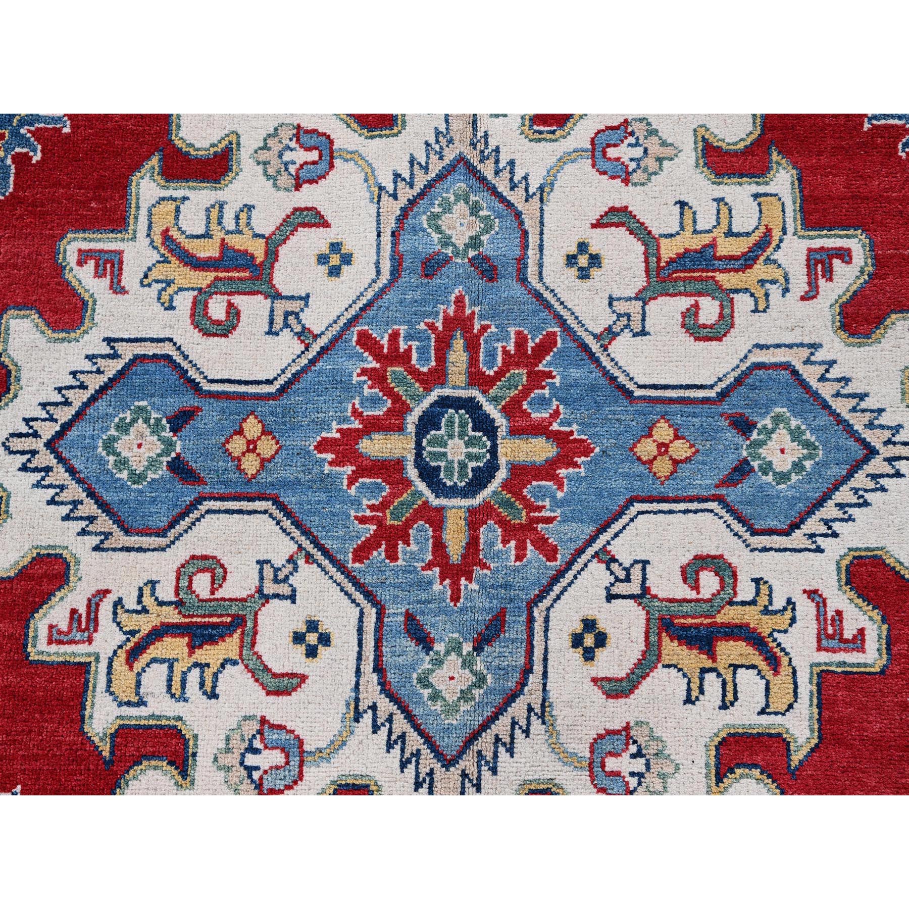 9'9"x14' Berry Red, Kazak with Tribal Medallions Design, Hand Knotted, Soft and Vibrant Wool, Denser Weave, Vegetable Dyes, Oriental Rug Sh529