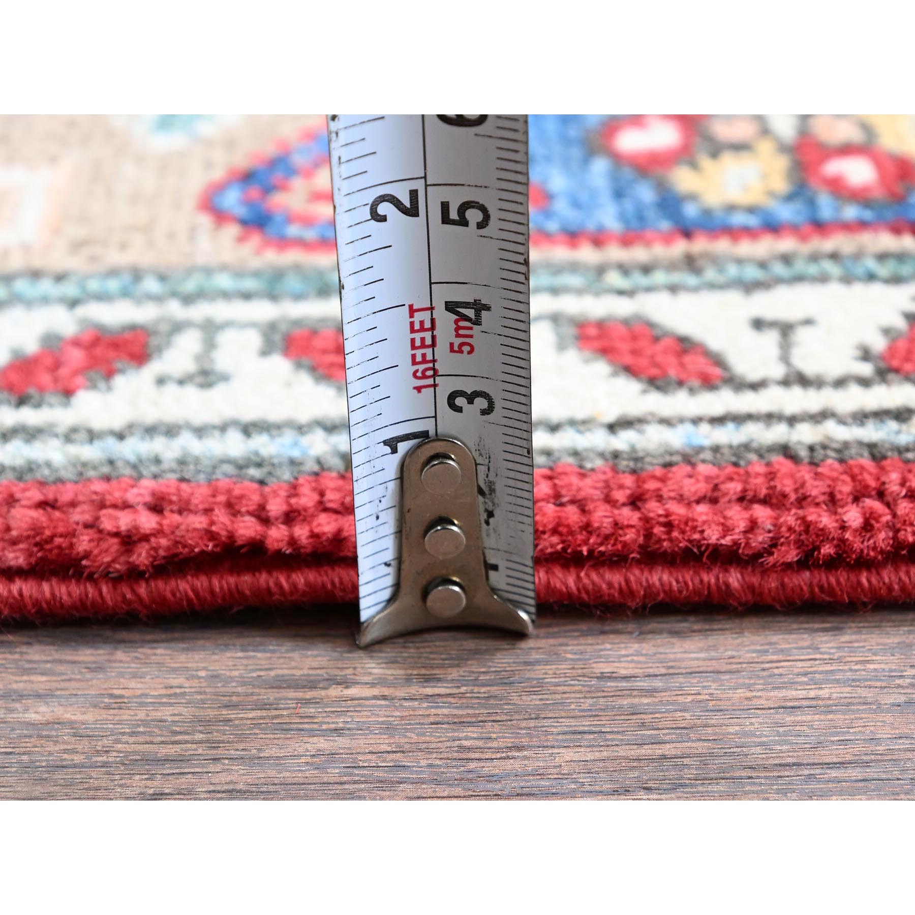 4'10"x6'5" Crimson Red, Antique Karachop Kazak Design, Hand Knotted, Soft and Velvety Wool, Denser Weave, Vegetable Dyes, Oriental Rug Sh538