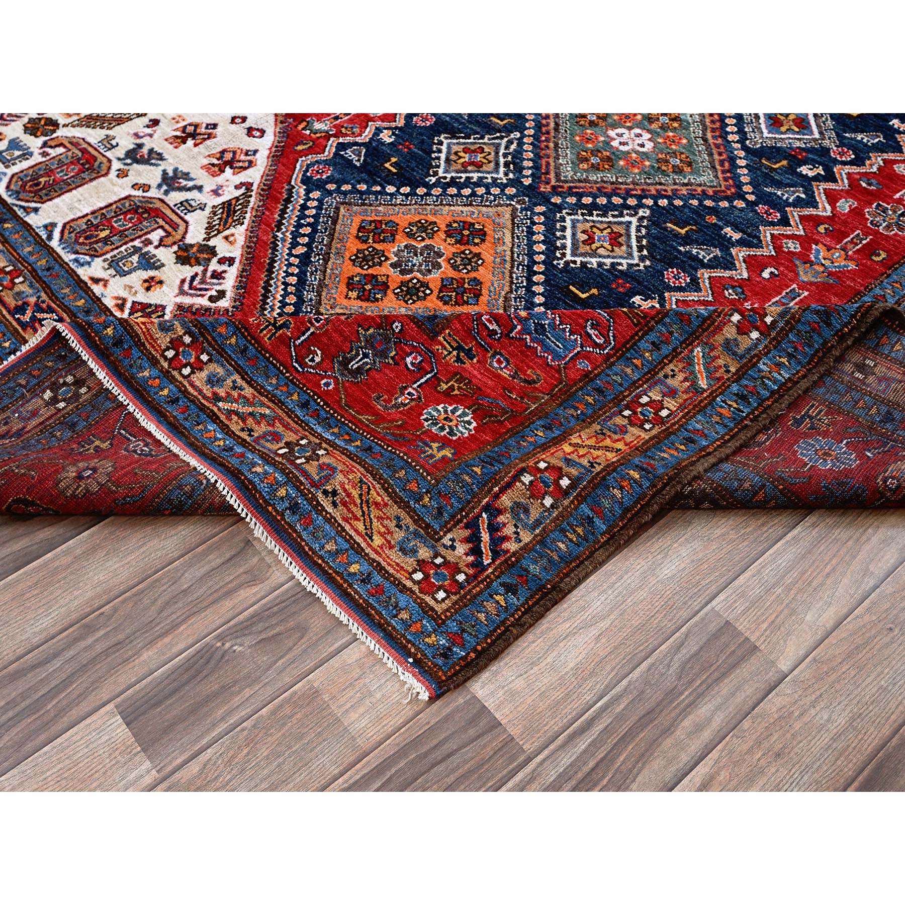 9'1"x12'3" Crimson Red, Afghan Ersari with Turkish Knot, Caucasian Design Revival, Vegetable Dyes, Hand Knotted, Pure Wool, Oriental Rug Sh546