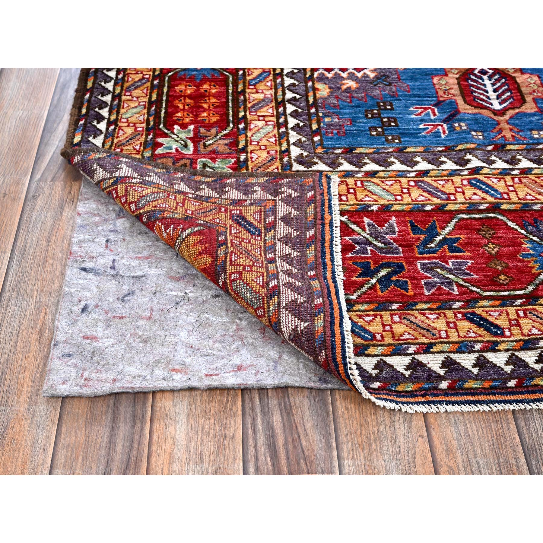 8'2"x9'9" Carolina Blue, Afghan Ersari with Turkish Knot, Caucasian Design Revival, Vegetable Dyes, Hand Knotted, Pure Wool, Oriental Rug Sh549