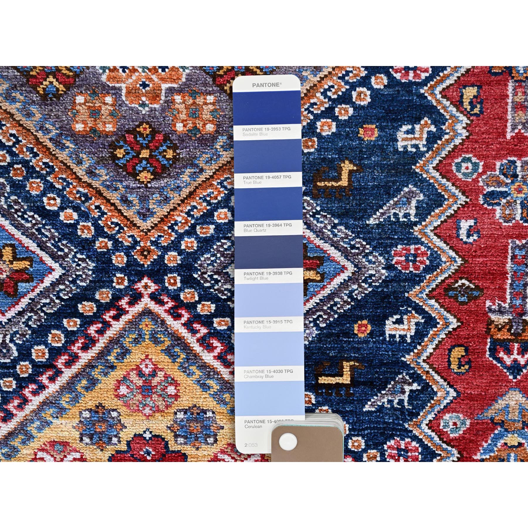 8'3"x10' Ajax Red, Afghan Ersari with Turkish Knot, Caucasian Design Revival, Vegetable Dyes, Hand Knotted, 100% Wool, Densely Woven, Oriental Rug Sh556
