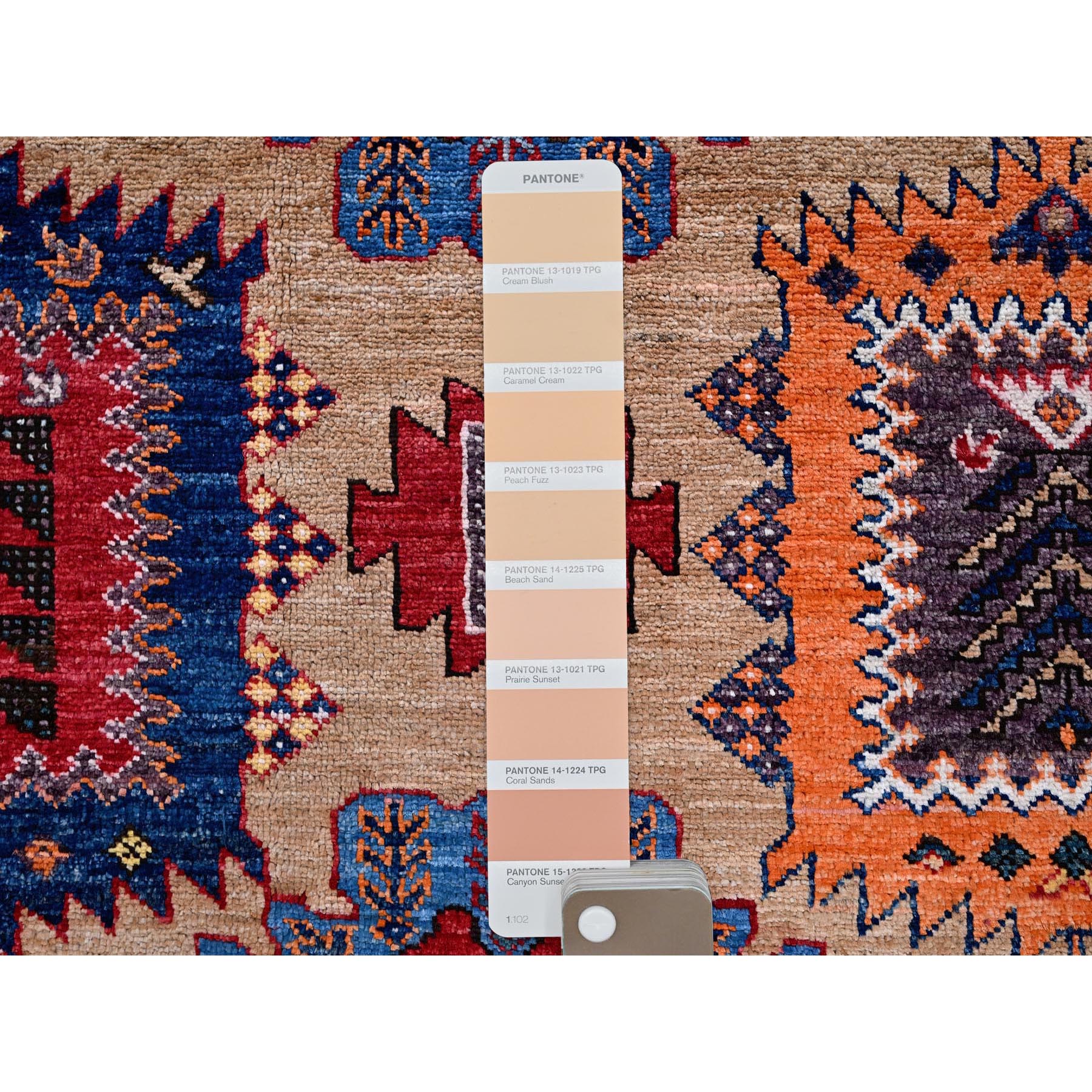 8'3"x9'9" Beige, Afghan Ersari with Turkish Knot, Caucasian Design Revival, Vegetable Dyes, Hand Knotted, Soft and Velvety Wool, Densely Woven, Oriental Rug Sh557