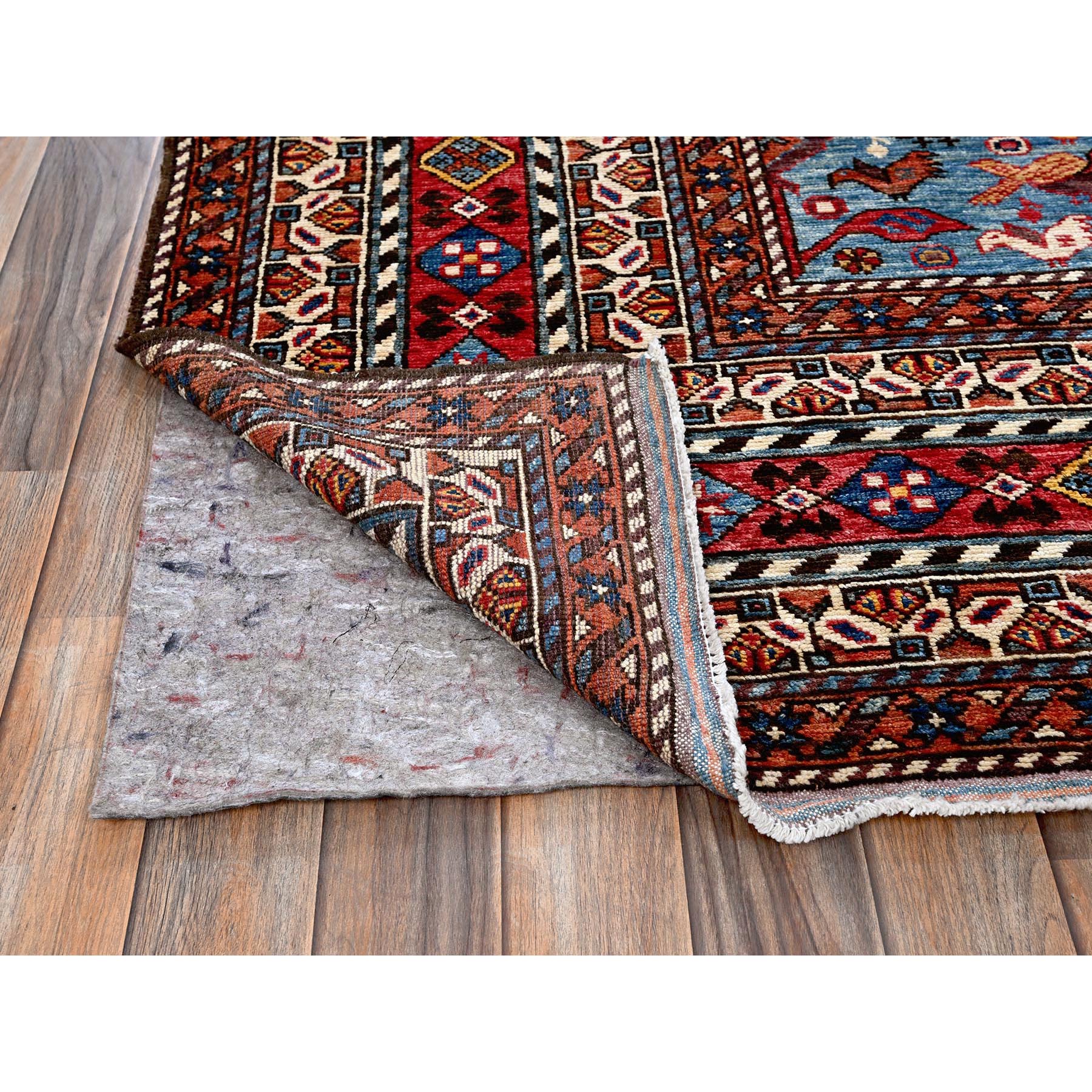 8'7"x10' Parmesan Yellow, Afghan Ersari with Turkish Knot, Caucasian Design Revival, Ancient Bird Figurines, Vegetable Dyes, Hand Knotted, 100% Wool, Oriental Rug Sh558