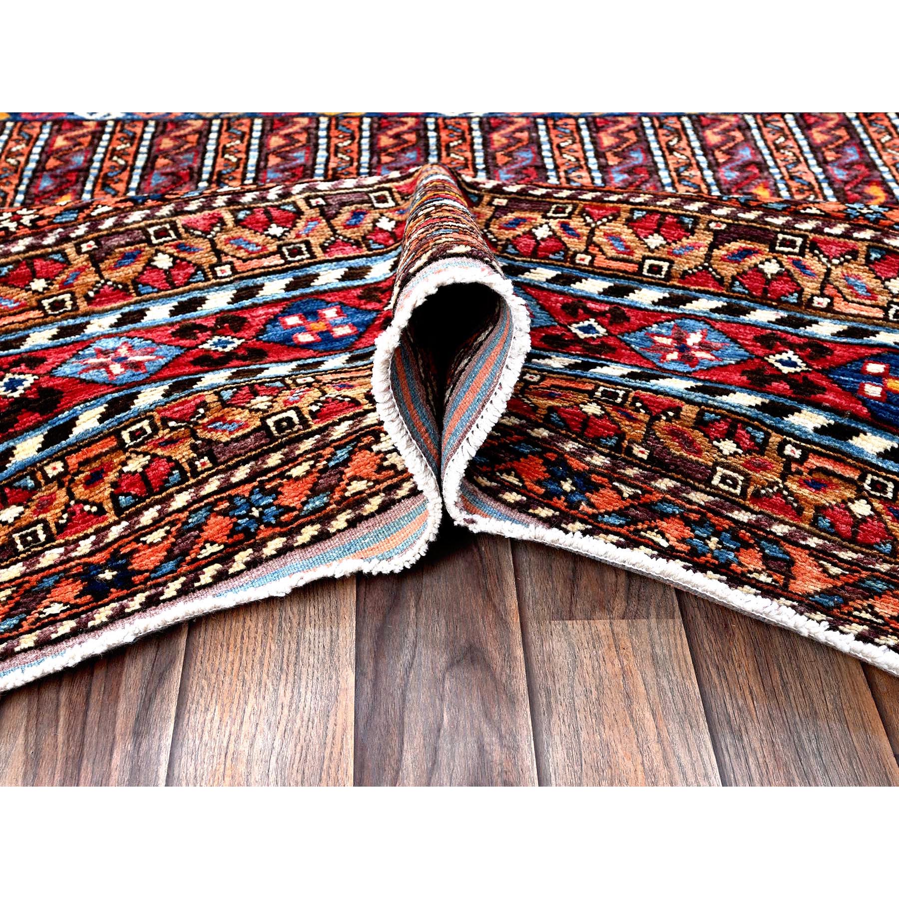 8'6"x10'8" Alabaster White, Hand Knotted, Afghan Ersari with Turkish Knot, Caucasian Design Revival, Ancient Bird Figurines, Vegetable Dyes, 100% Wool, Oriental Rug Sh559