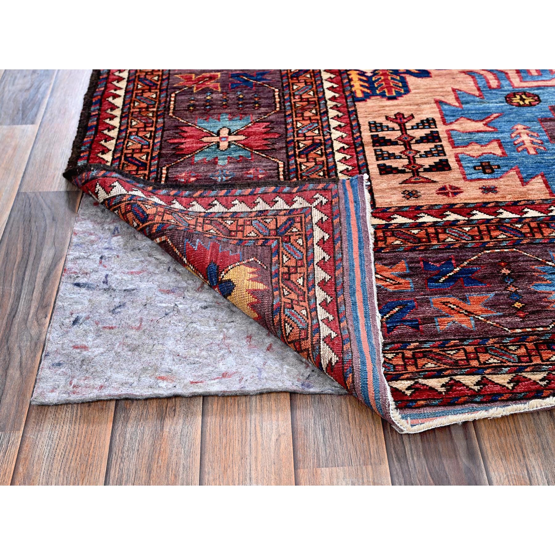 8'3"x10'6" Peach Color, Afghan Ersari with Turkish Knot, Caucasian Design Revival, Vegetable Dyes, Hand Knotted, Soft Wool, Densely Woven, Oriental Rug Sh560