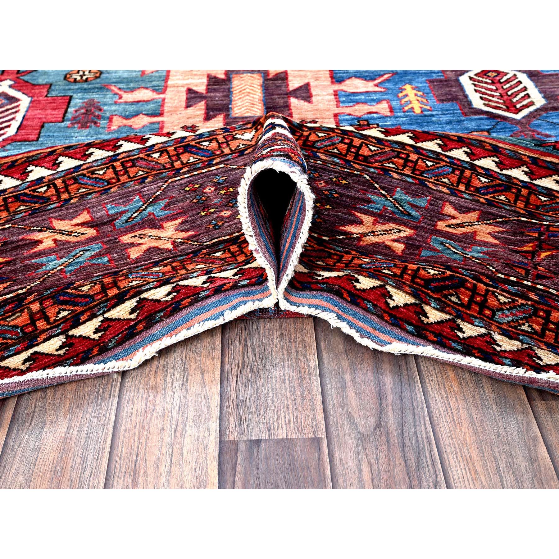 8'3"x10'6" Peach Color, Afghan Ersari with Turkish Knot, Caucasian Design Revival, Vegetable Dyes, Hand Knotted, Soft Wool, Densely Woven, Oriental Rug Sh560